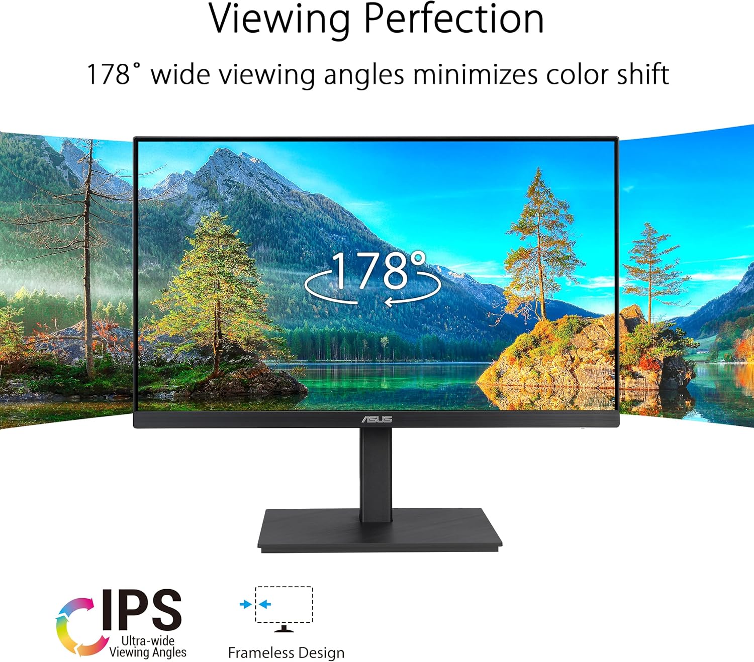 ASUS 23.8” 1080P Monitor (VA24EQSB) - Full HD, IPS, 75Hz, Built-in Speakers, Eye Care, Low Blue Light, Flicker Free, VESA Mountable, Height Adjustment, Frameless, DisplayPort, HDMI, VGA, USB Hub (Certified Refurbished) - Image 2