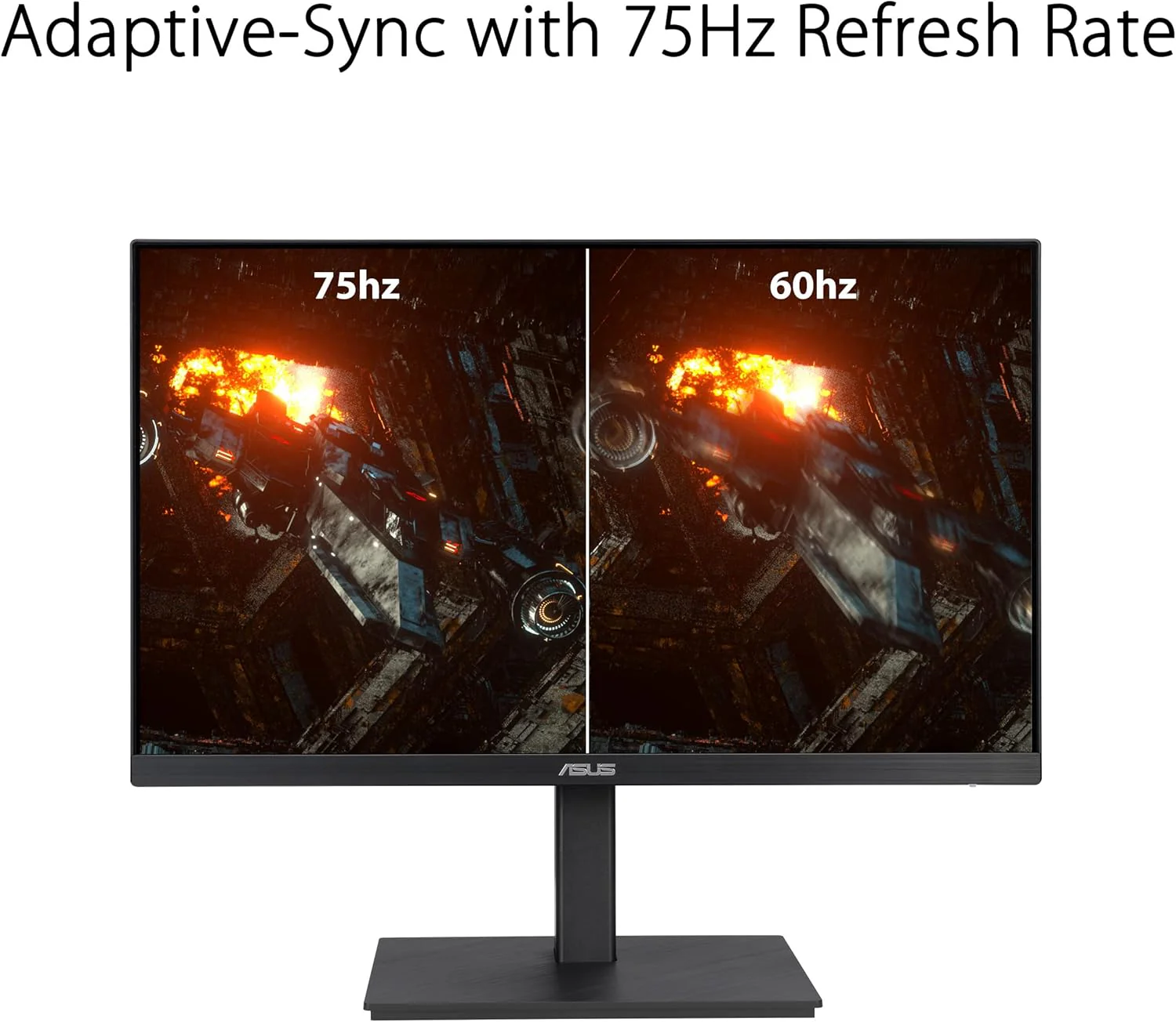 ASUS 23.8” 1080P Monitor (VA24EQSB) - Full HD, IPS, 75Hz, Built-in Speakers, Eye Care, Low Blue Light, Flicker Free, VESA Mountable, Height Adjustment, Frameless, DisplayPort, HDMI, VGA, USB Hub (Certified Refurbished) - Image 3