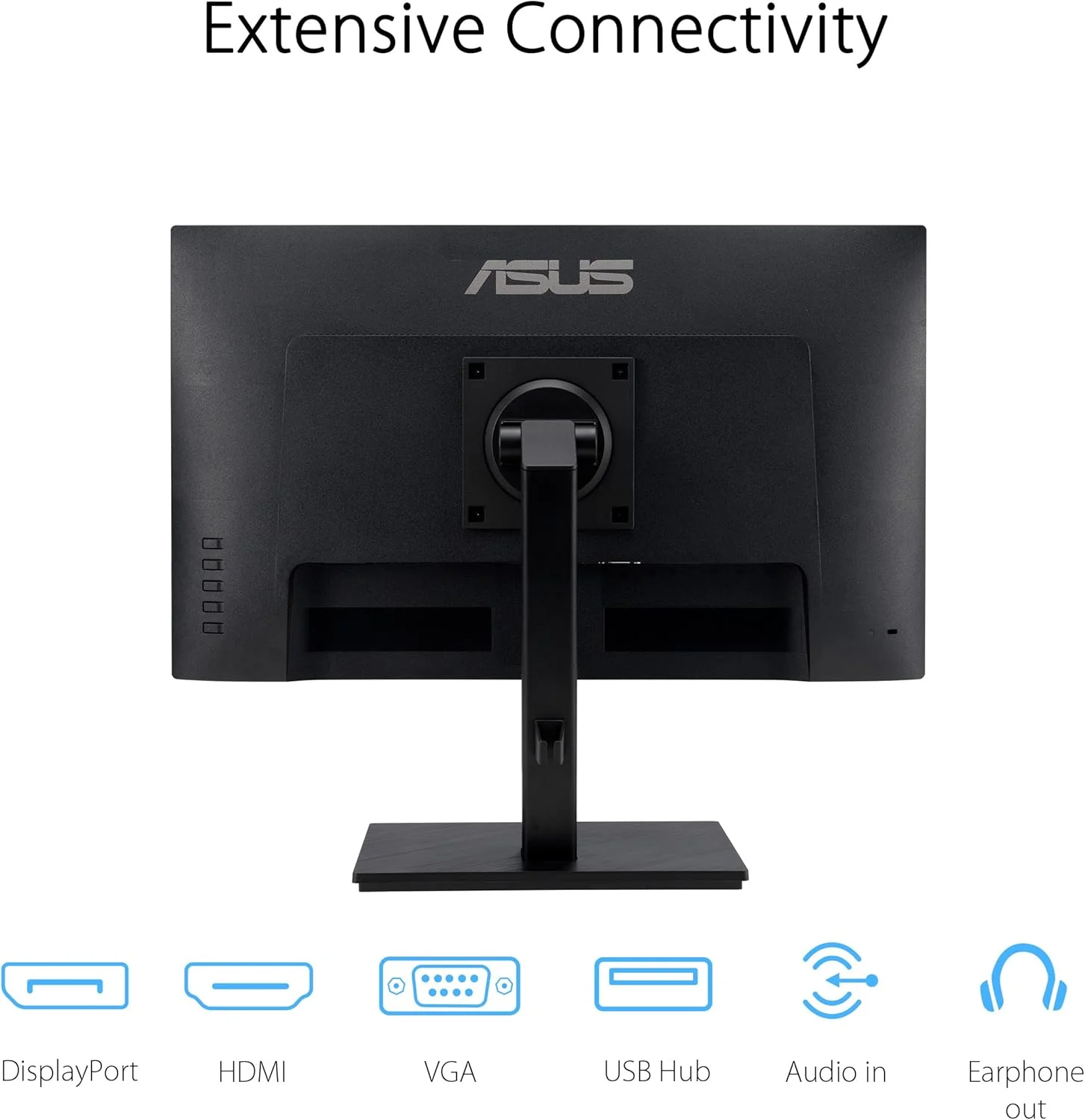 ASUS 23.8” 1080P Monitor (VA24EQSB) - Full HD, IPS, 75Hz, Built-in Speakers, Eye Care, Low Blue Light, Flicker Free, VESA Mountable, Height Adjustment, Frameless, DisplayPort, HDMI, VGA, USB Hub (Certified Refurbished) - Image 6