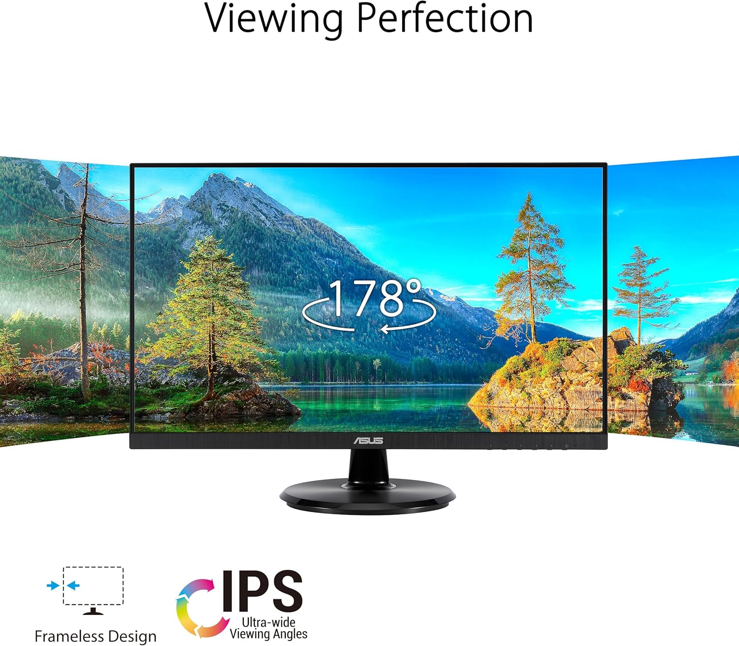 ASUS 24” (23.8-inch viewable) 1080P Eye Care Monitor (VA24DQF) - IPS, Full HD, Frameless, 100Hz, 1ms, Adaptive-Sync, for Working and Gaming, Low Blue Light, Flicker Free, DisplayPort (Certified Refurbished) - Image 2