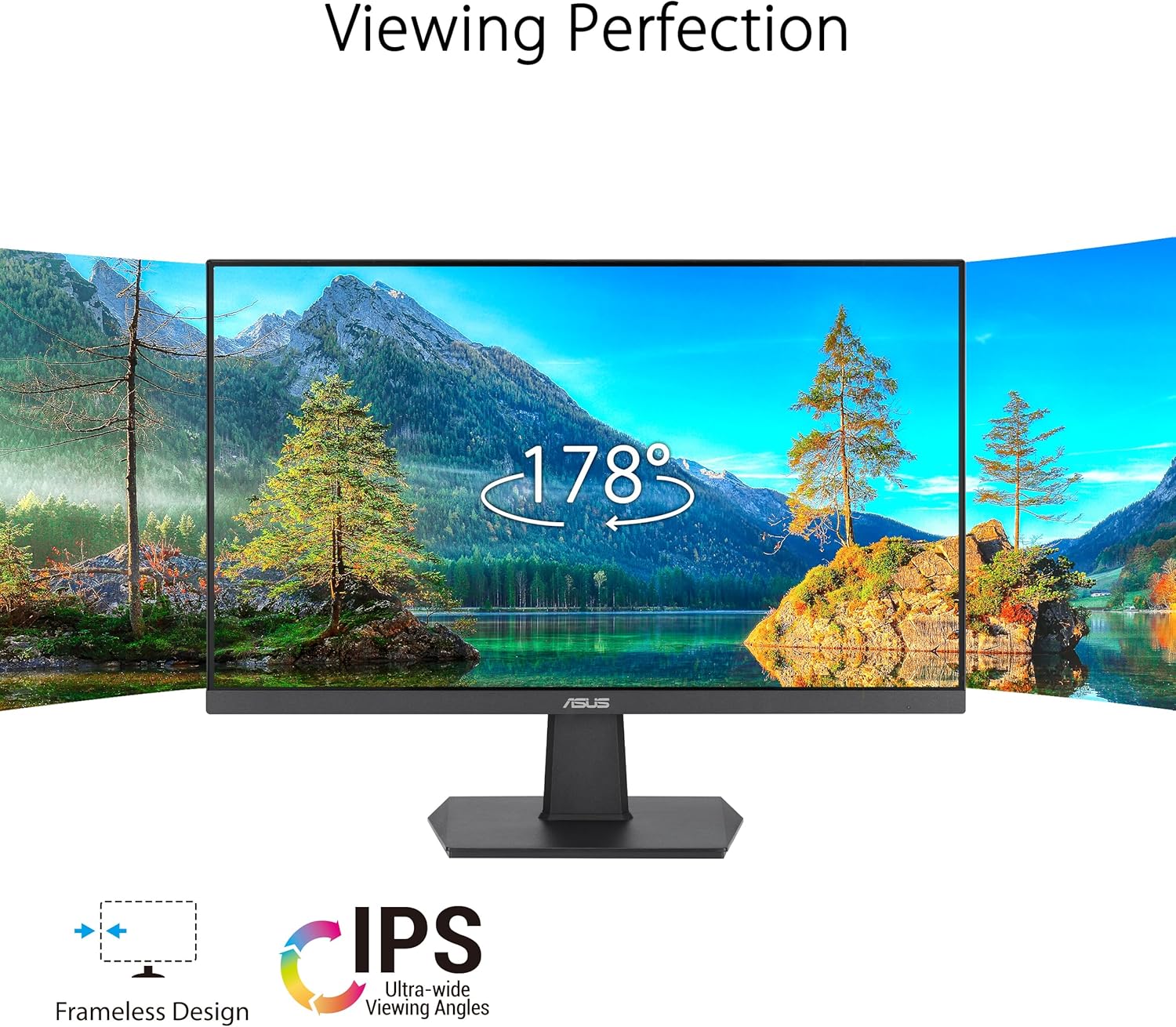ASUS 24” (23.8-inch viewable) 1080P Eye Care Monitor (VA24EHF) - IPS, Full HD, Frameless, 100Hz, 1ms, Adaptive-Sync, for Working and Gaming, Low Blue Light, HDMI, VESA Mountable, Tilt (Certified Refurbished) - Image 2