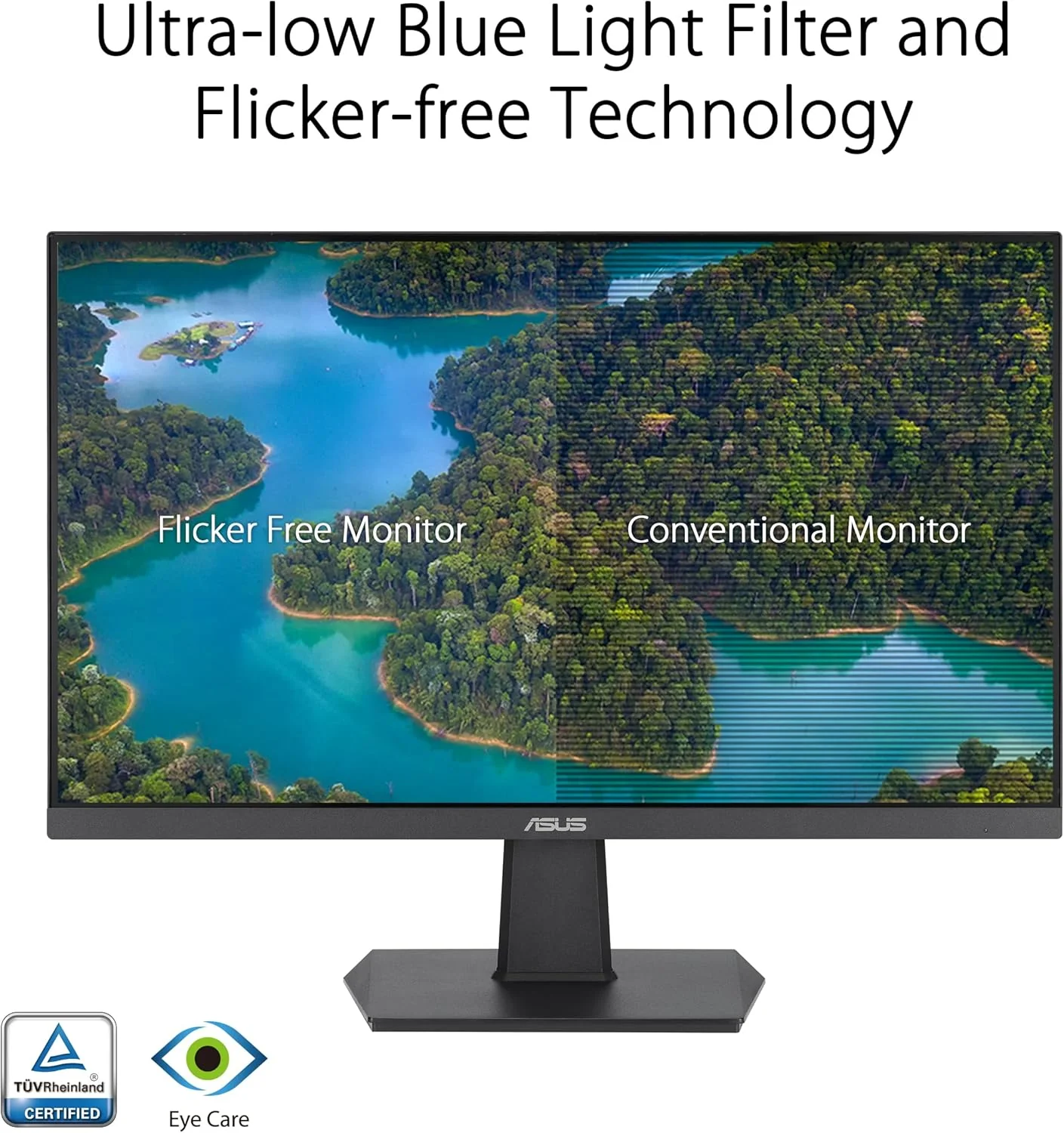 ASUS 24” (23.8-inch viewable) 1080P Eye Care Monitor (VA24EHF) - IPS, Full HD, Frameless, 100Hz, 1ms, Adaptive-Sync, for Working and Gaming, Low Blue Light, HDMI, VESA Mountable, Tilt (Certified Refurbished) - Image 4