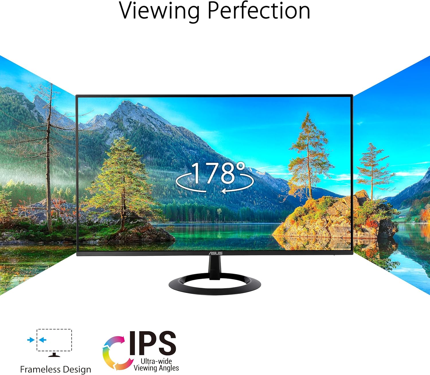 ASUS 24” (23.8-inch viewable) Eye Care Monitor (VZ24EHF) - IPS, Full HD (1920 x 1080), Frameless, 100Hz, Adaptive-Sync, 1ms, HDMI, Low Blue Light, Flicker Free, Ultra-Slim Profile (Certified Refurbished) - Image 3
