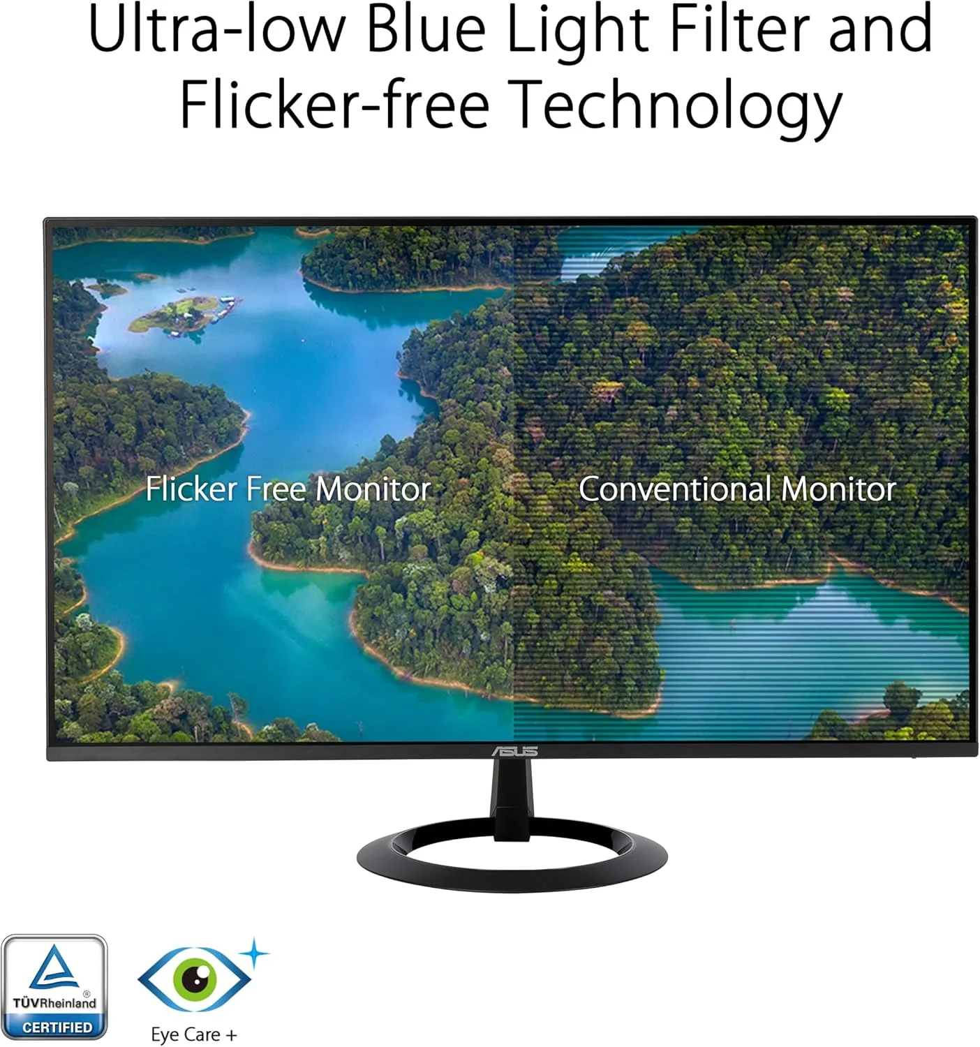 ASUS 24” (23.8-inch viewable) Eye Care Monitor (VZ24EHF) - IPS, Full HD (1920 x 1080), Frameless, 100Hz, Adaptive-Sync, 1ms, HDMI, Low Blue Light, Flicker Free, Ultra-Slim Profile (Certified Refurbished) - Image 5
