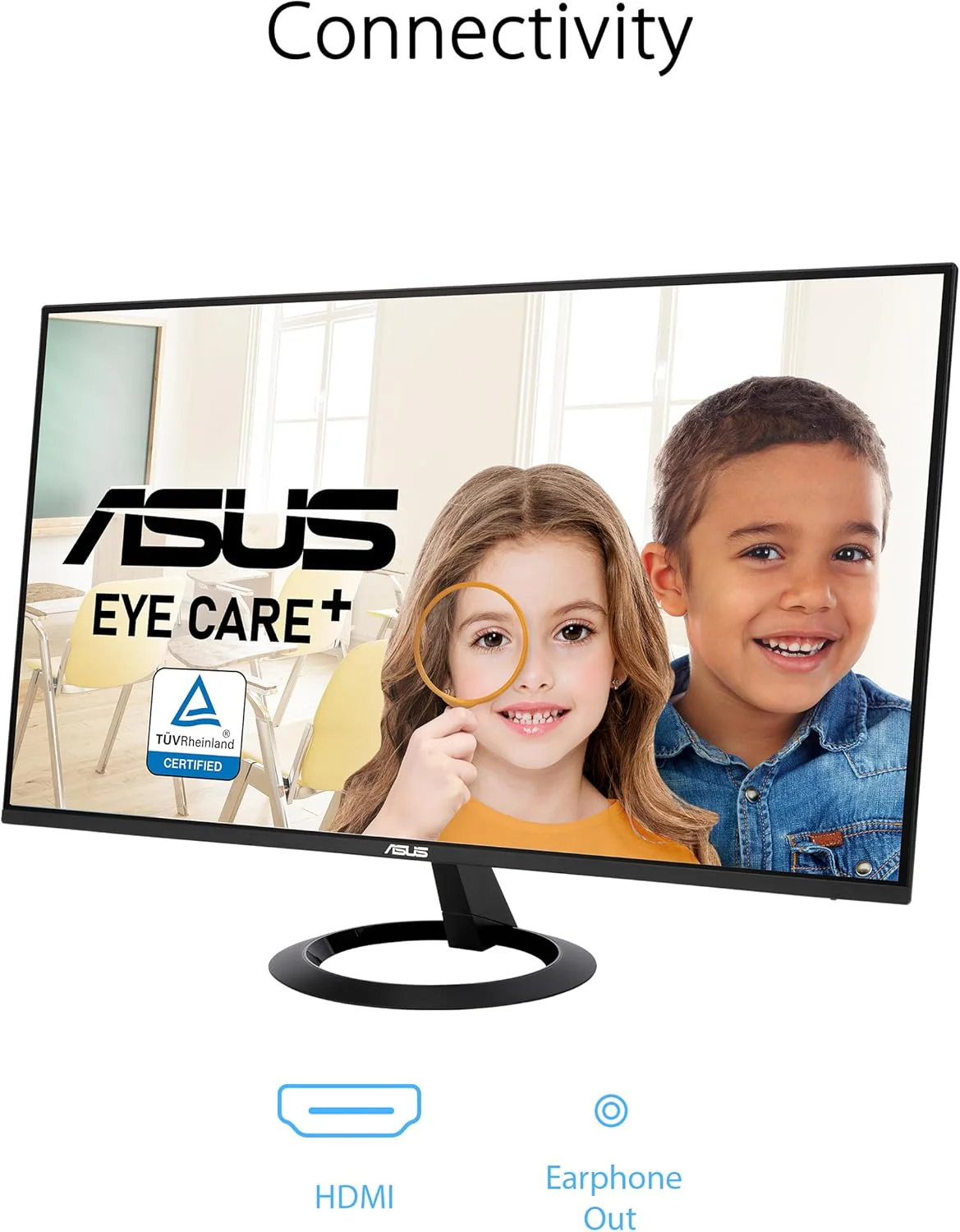 ASUS 24” (23.8-inch viewable) Eye Care Monitor (VZ24EHF) - IPS, Full HD (1920 x 1080), Frameless, 100Hz, Adaptive-Sync, 1ms, HDMI, Low Blue Light, Flicker Free, Ultra-Slim Profile (Certified Refurbished) - Image 7