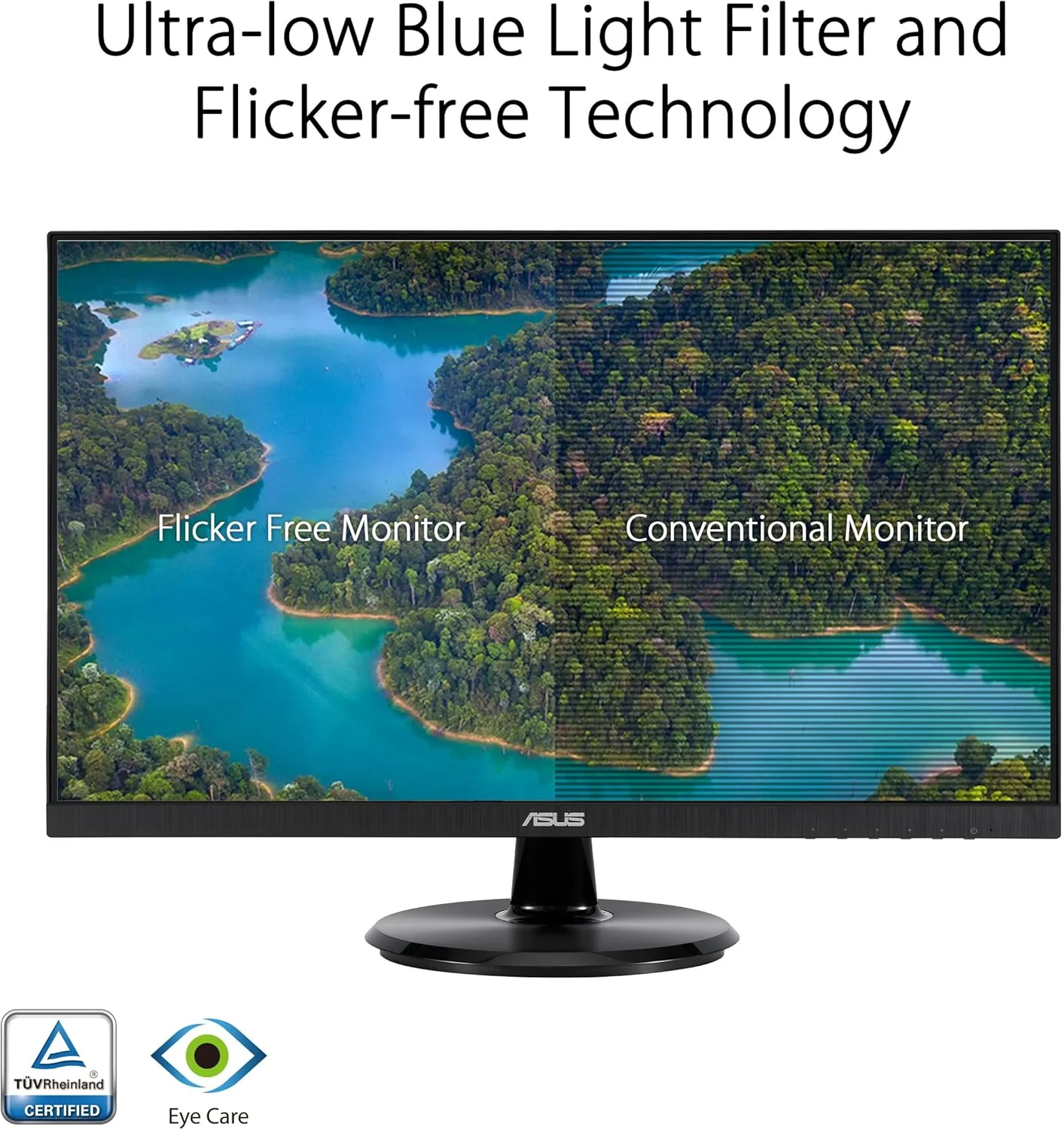 ASUS 27” 1080P Eye Care Monitor (VA27DQF) - IPS, Full HD, Frameless, 100Hz, 1ms, Adaptive-Sync, for Working and Gaming, Low Blue Light, Flicker Free, HDMI, DisplayPort (Certified Refurbished) - Image 4
