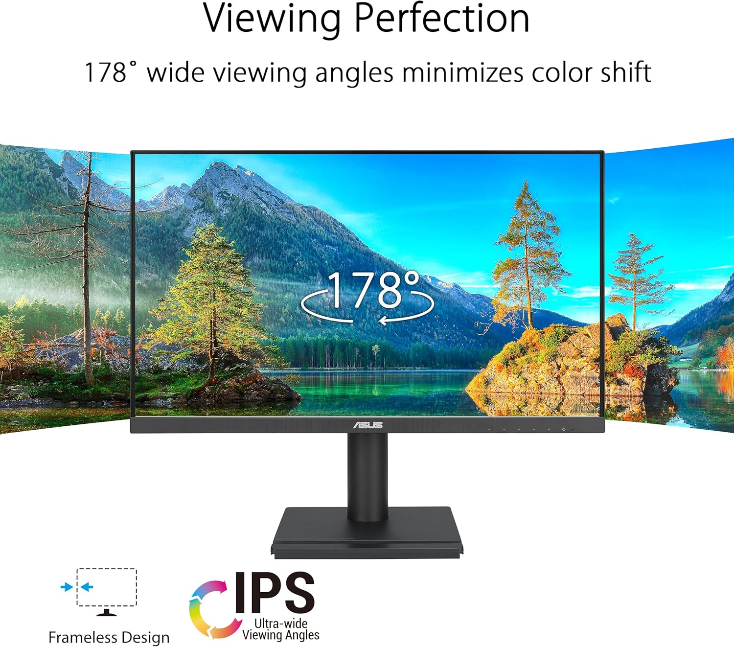 ASUS VA27DQFS Business Monitor – 27-inch, IPS, Full HD, Frameless, 100Hz, Adaptive-Sync, 1ms MPRT, HDMI, DisplayPort, VGA, Low Blue Light, Flicker Free, Ergonomic Design, Wall Mountable (Certified Refurbished) - Image 2