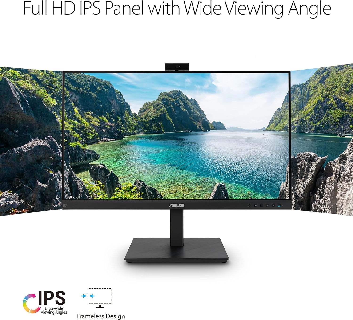 ASUS 27” 1080P Video Conference Monitor (BE279QSK) - Full HD, IPS, Built-in Adjustable 2MP Webcam, Mic Array, Speakers, Eye Care, Wall Mountable, Frameless, HDMI, DisplayPort, VGA, Height Adjustable (Certified Refurbished) - Image 3
