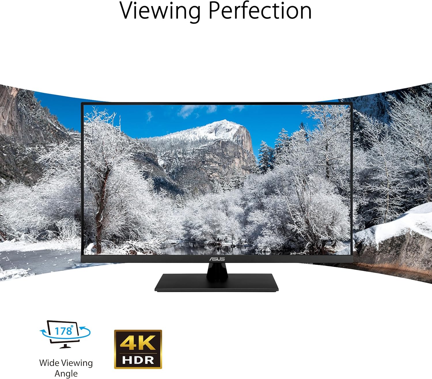 ASUS 31.5” 4K HDR Eye Care Monitor (VP327Q) – UHD (3840 x 2160), 99% sRGB, HDR-10, Adaptive-Sync, Speakers, DisplayPort, HDMI, Flicker Free, Blue Light Filter, VESA Mountable (Certified Refurbished) - Image 2