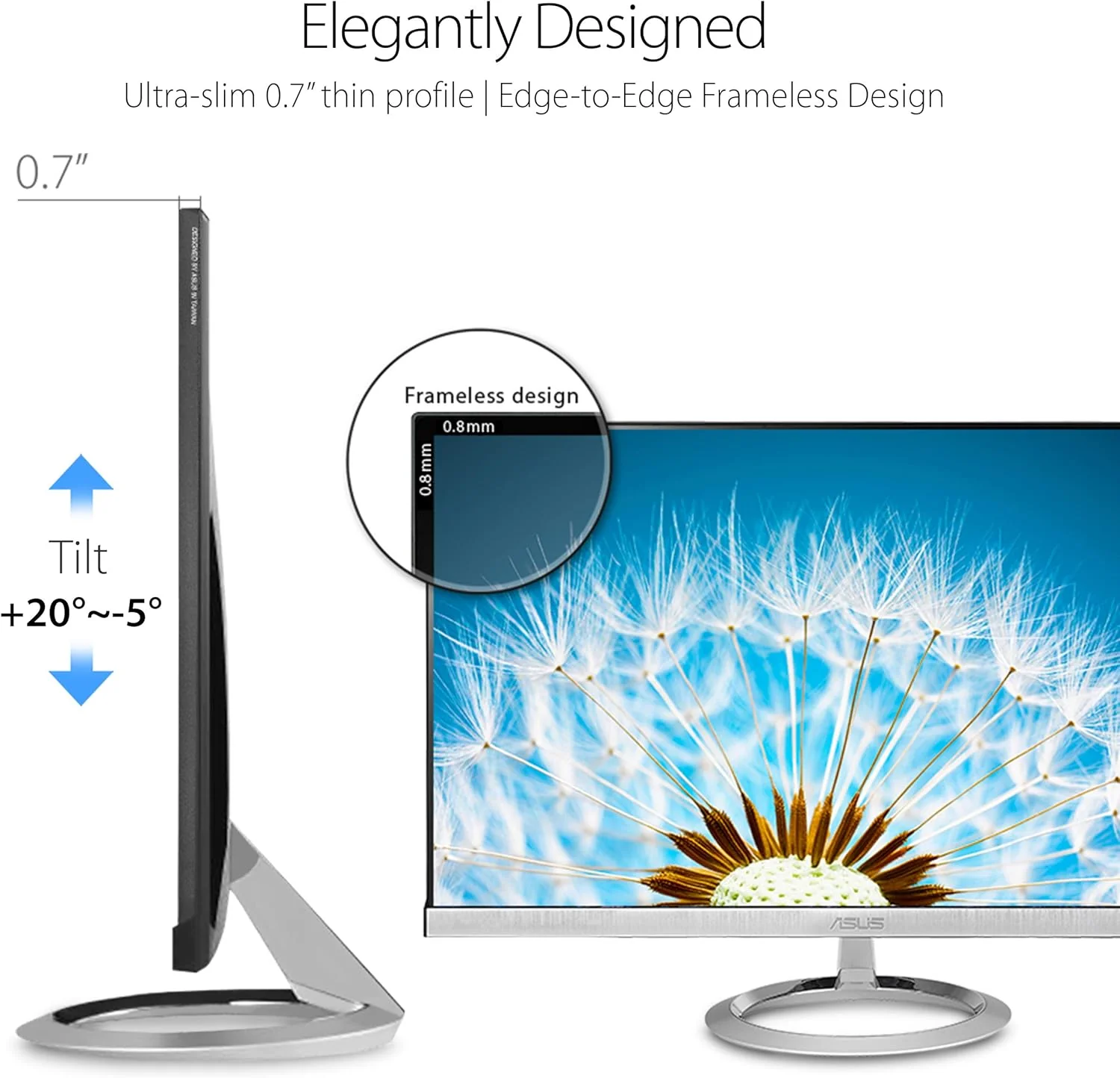 Asus Designo MX279HS 27” Monitor Frameless 1080P IPS Eye Care HDMI VGA (Certified Refurbished) - Image 2