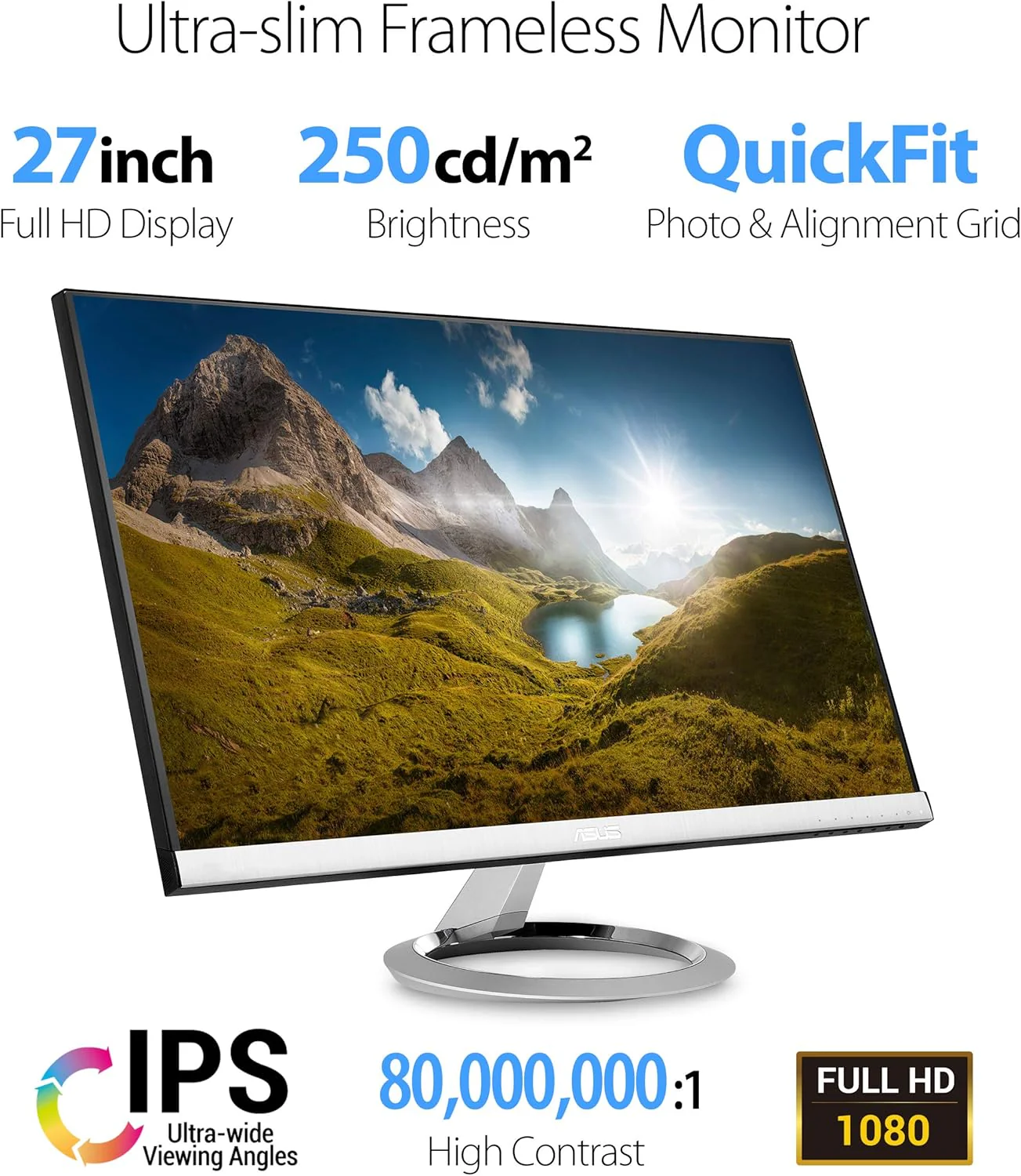 Asus Designo MX279HS 27” Monitor Frameless 1080P IPS Eye Care HDMI VGA (Certified Refurbished) - Image 5