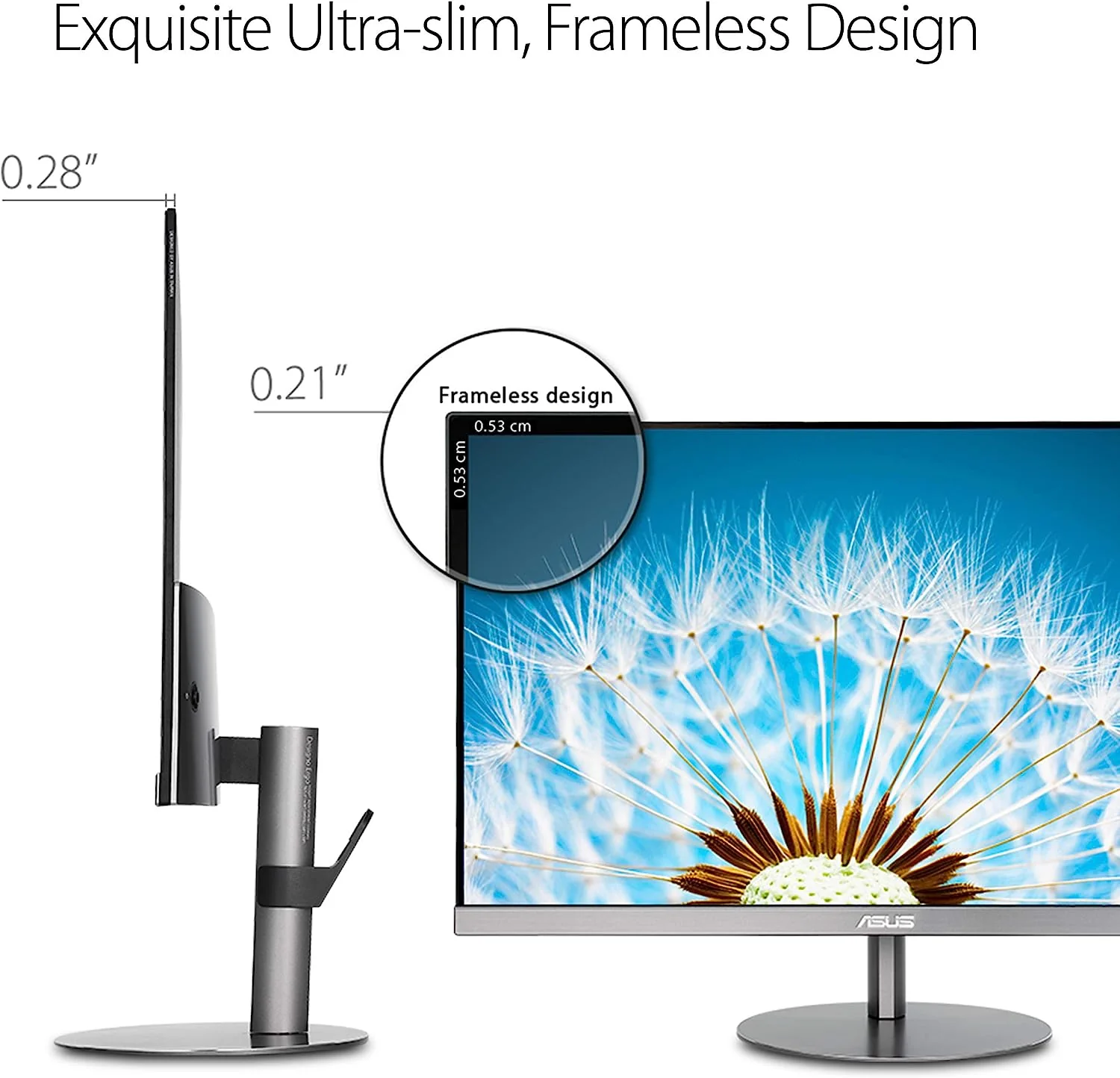 ASUS Designo MZ279HL Ultraslim Monitor - 27 inch, Full HD, IPS, Frameless, Ultraslim design, Ergonomic design (Certified Refurbished) - Image 2