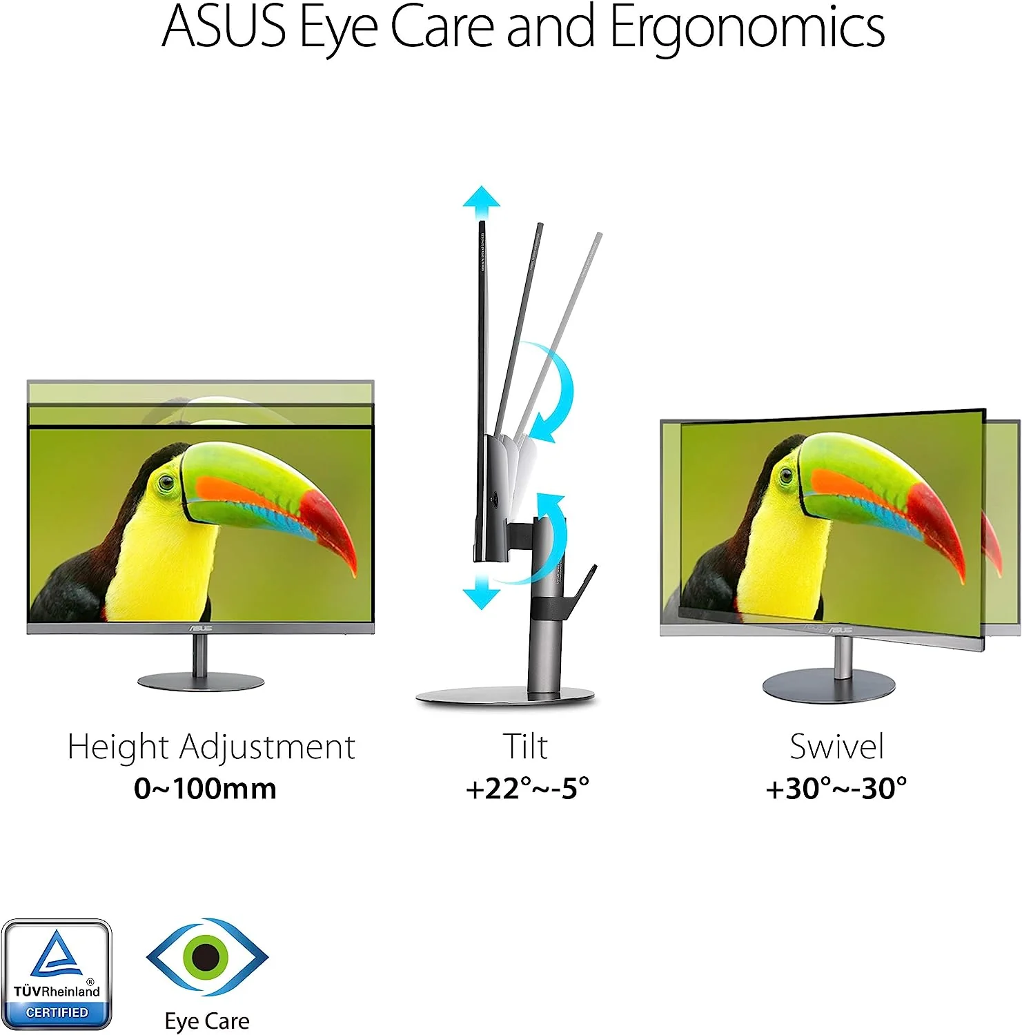 ASUS Designo MZ279HL Ultraslim Monitor - 27 inch, Full HD, IPS, Frameless, Ultraslim design, Ergonomic design (Certified Refurbished) - Image 5