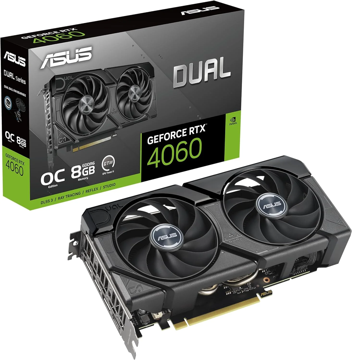 ASUS Dual GeForce RTX 4060 EVO Series Graphics Cards (8GB, GDDR6, PCIe 4.0, 8GB GDDR6, DLSS 3, HDMI 2.1a, DisplayPort 1.4a, Axial-tech Fan Design, 0dB Technology, Dual BIOS) (Certified Refurbished) - Image 2