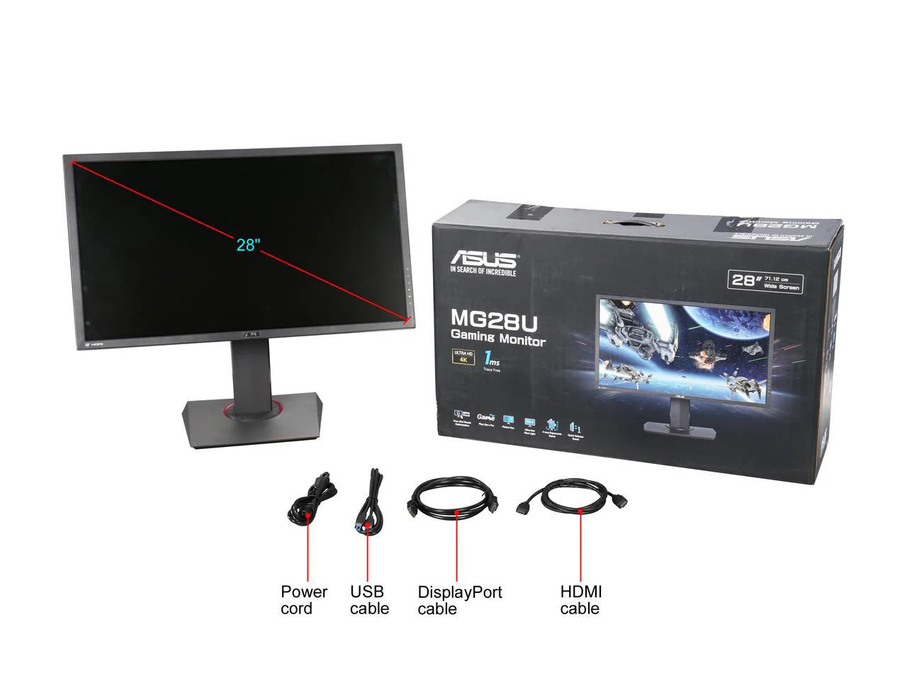 ASUS MG28UQ Gaming Monitor - 28" 4K 3840x2160 1ms HDMI DP FreeSync (Certified Refurbished) - Image 7