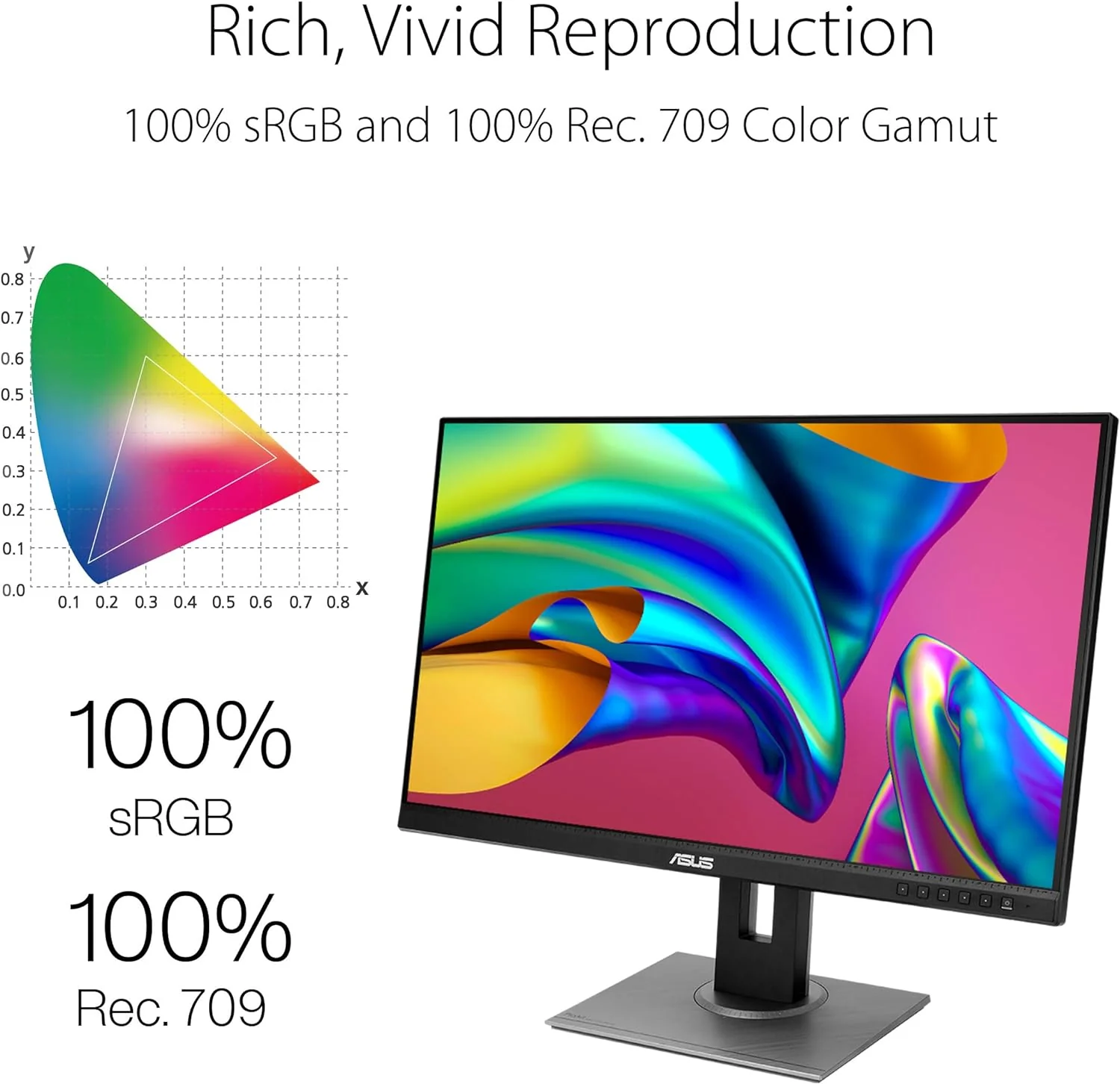 Asus ProArt 27 inch PA278QV Monitor | 2560 x 1440 | WQHD | 100% sRGB/Rec. 709 | DisplayPort, HDMI, DVI-D, Mini DP | Calman Verified | Eye Care, Anti-Glare (Certified Refurbished) - Image 5
