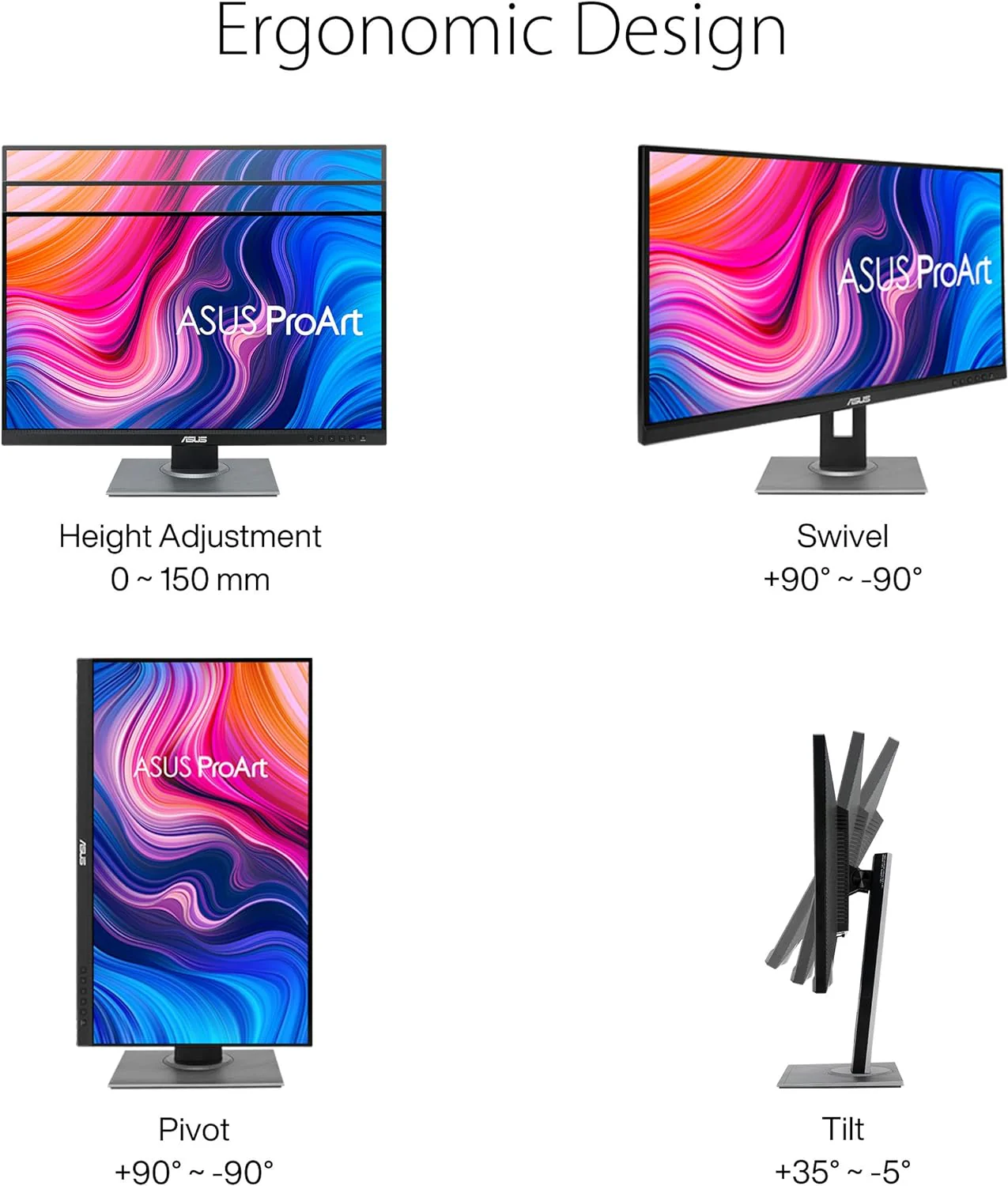 Asus ProArt 27 inch PA278QV Monitor | 2560 x 1440 | WQHD | 100% sRGB/Rec. 709 | DisplayPort, HDMI, DVI-D, Mini DP | Calman Verified | Eye Care, Anti-Glare (Certified Refurbished) - Image 8