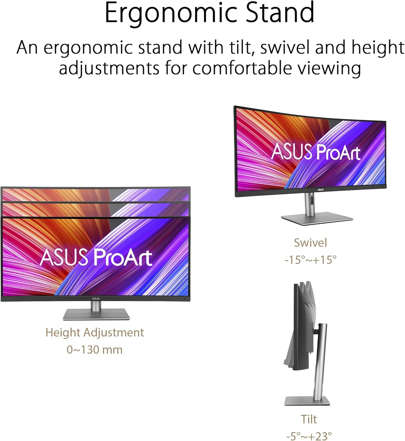 ASUS ProArt Display 34” Ultrawide Curved Professional HDR Monitor (PA34VCNV) - IPS, 21:9 3440 x 1440, 3800R Curve, 100% sRGB/Rec709, ΔE<2, Calman Verified, USB-C Docking PD 96W, RJ45(Certified Refurbished) - Image 3