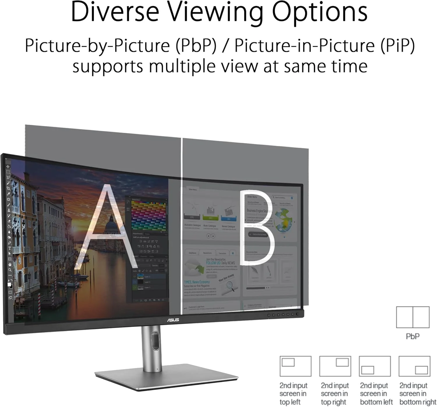 ASUS ProArt Display 34” Ultrawide Curved Professional HDR Monitor (PA34VCNV) - IPS, 21:9 3440 x 1440, 3800R Curve, 100% sRGB/Rec709, ΔE<2, Calman Verified, USB-C Docking PD 96W, RJ45(Certified Refurbished) - Image 5