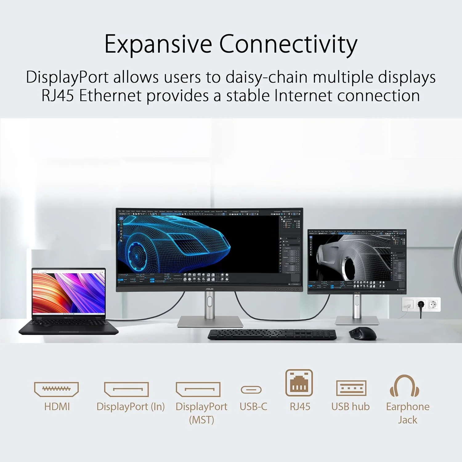 ASUS ProArt Display 34” Ultrawide Curved Professional HDR Monitor (PA34VCNV) - IPS, 21:9 3440 x 1440, 3800R Curve, 100% sRGB/Rec709, ΔE<2, Calman Verified, USB-C Docking PD 96W, RJ45(Certified Refurbished) - Image 6