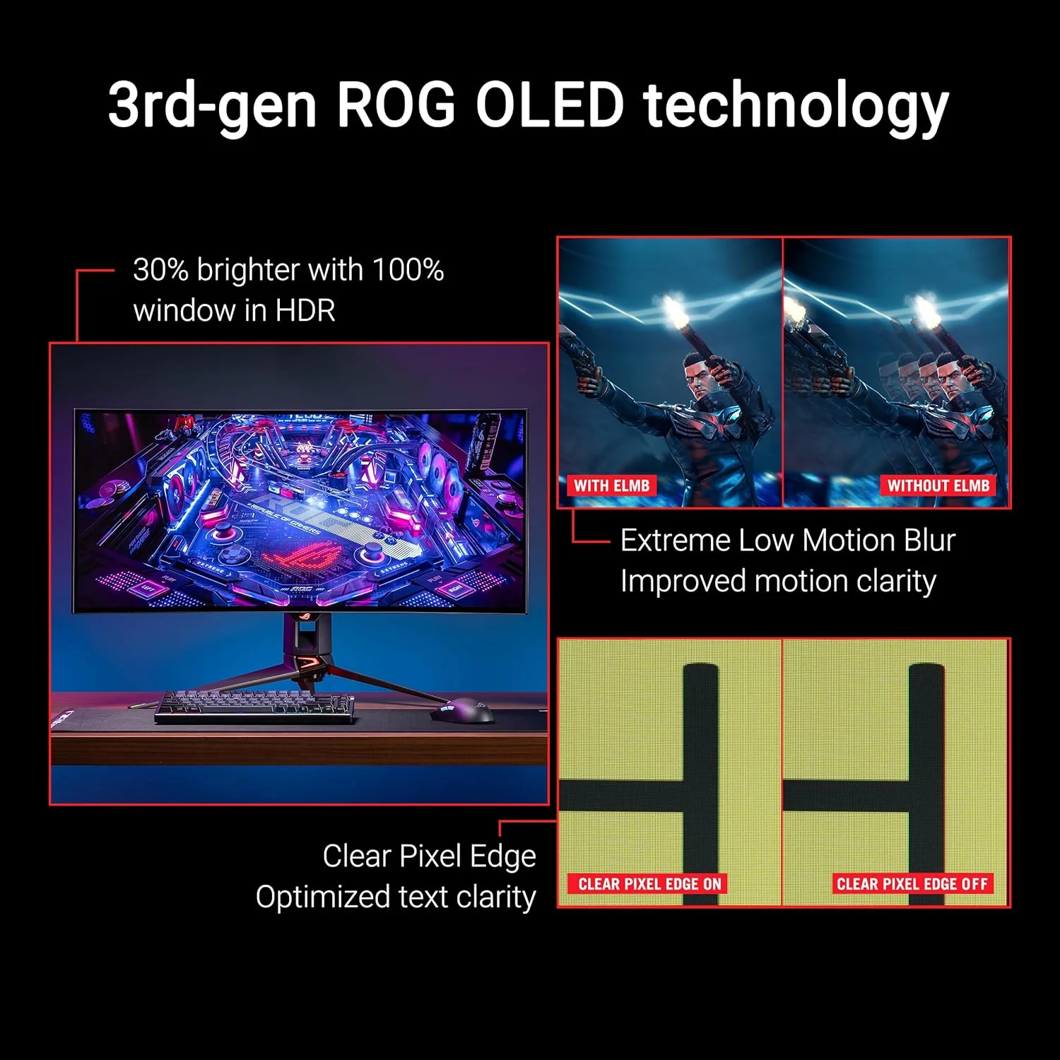 ASUS ROG Swift 34” OLED Ultrawide 800R Curved Gaming Monitor (PG34WCDM) – 21:9 (3440 x 1440), 240Hz, 0.03ms, G-SYNC Compatible, Custom Heatsink, Uniform Brightness, Smart KVM, USB-C 90W PD, 1300nits (Certified Refurbished) - Image 10