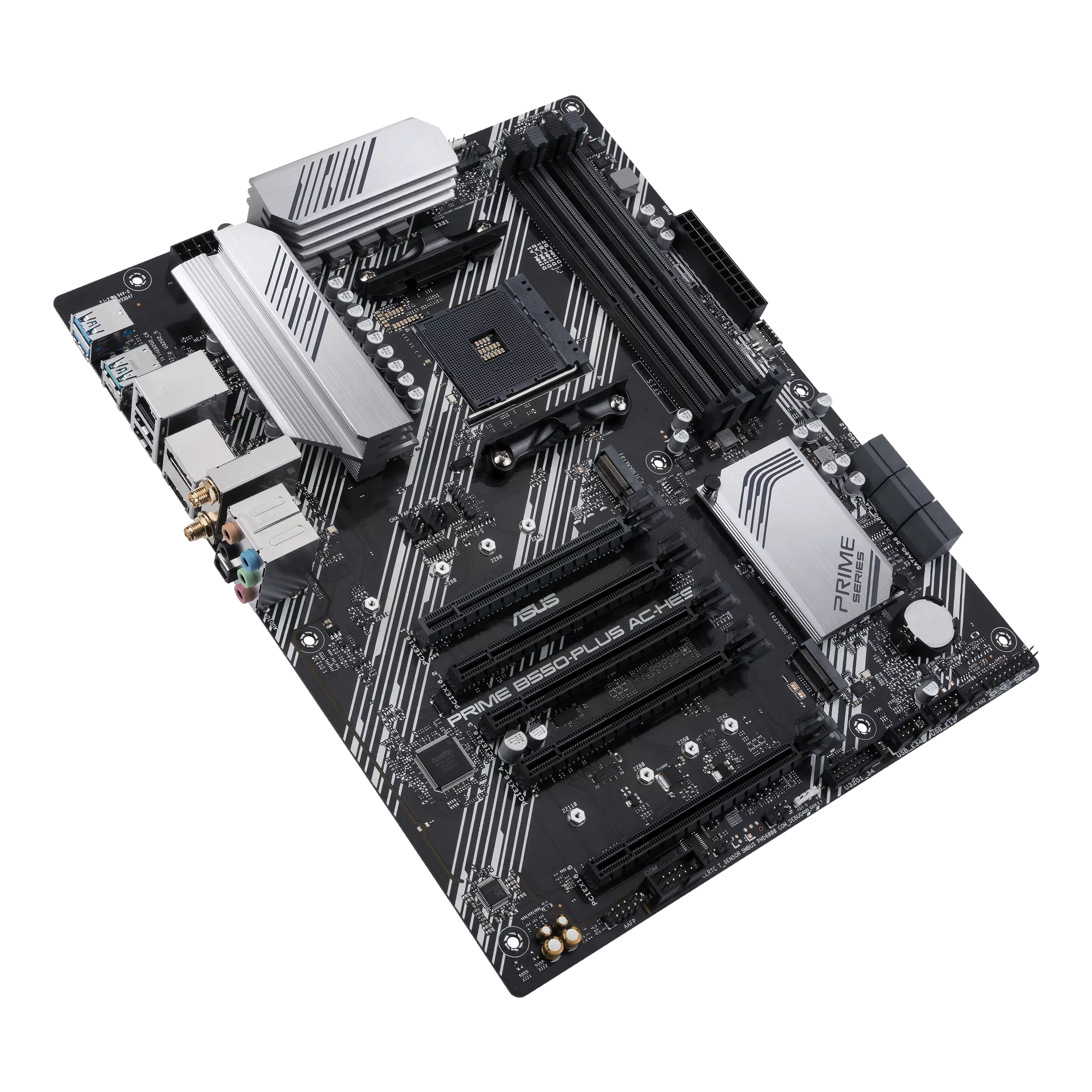 ASUS Prime B550-PLUS AC-HES AMD AM4 (3rd Gen Ryzen) ATX motherboard (dual M.2, PCIe 4.0, WIFI 5, 1 Gb Ethernet, DisplayPort/HDMI, SATA 6 Gbps, USB 3.2 Gen 2 Type-C, front USB 3.2 G (Certified Refurbished) - Image 2