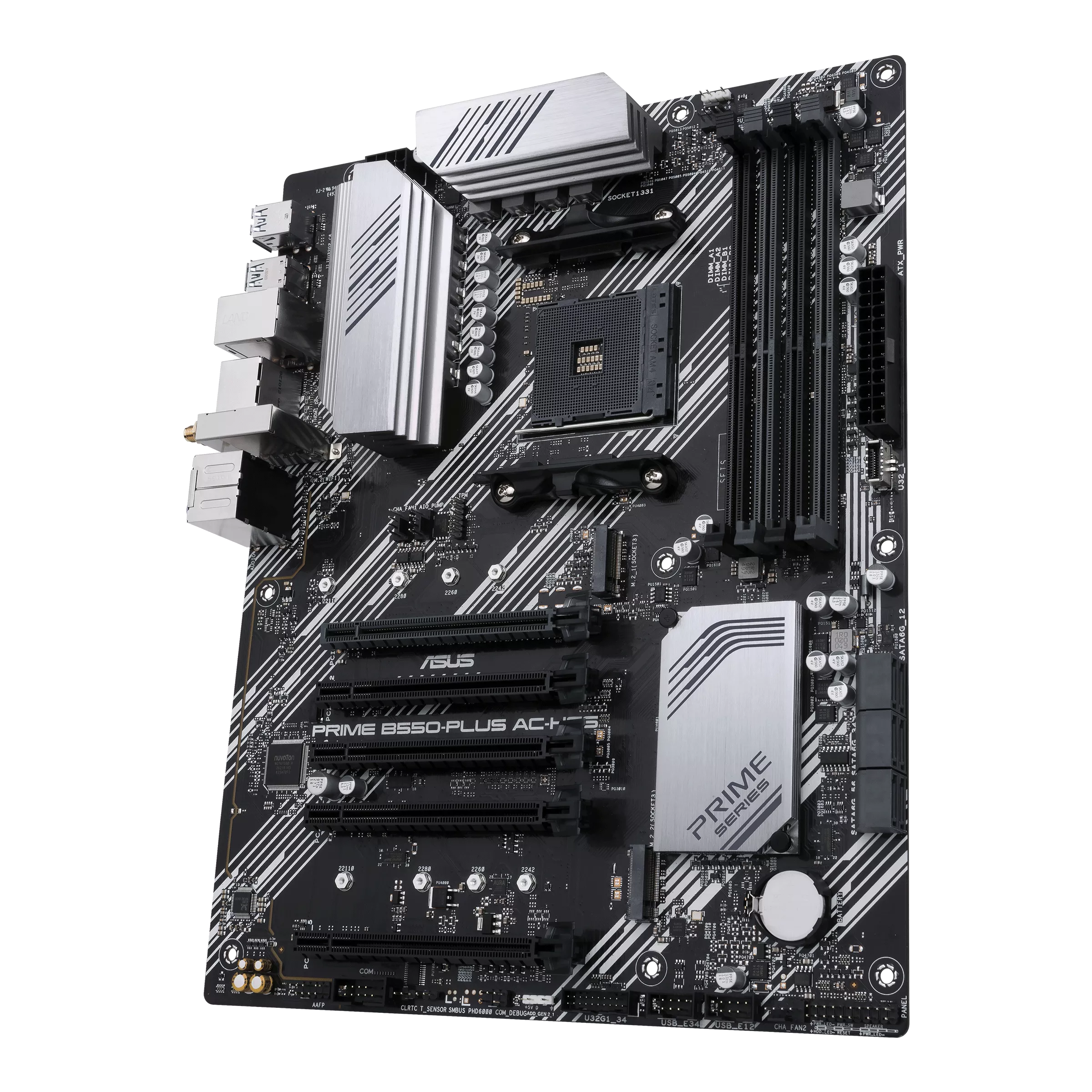 ASUS Prime B550-PLUS AC-HES AMD AM4 (3rd Gen Ryzen) ATX motherboard (dual M.2, PCIe 4.0, WIFI 5, 1 Gb Ethernet, DisplayPort/HDMI, SATA 6 Gbps, USB 3.2 Gen 2 Type-C, front USB 3.2 G (Certified Refurbished) - Image 3