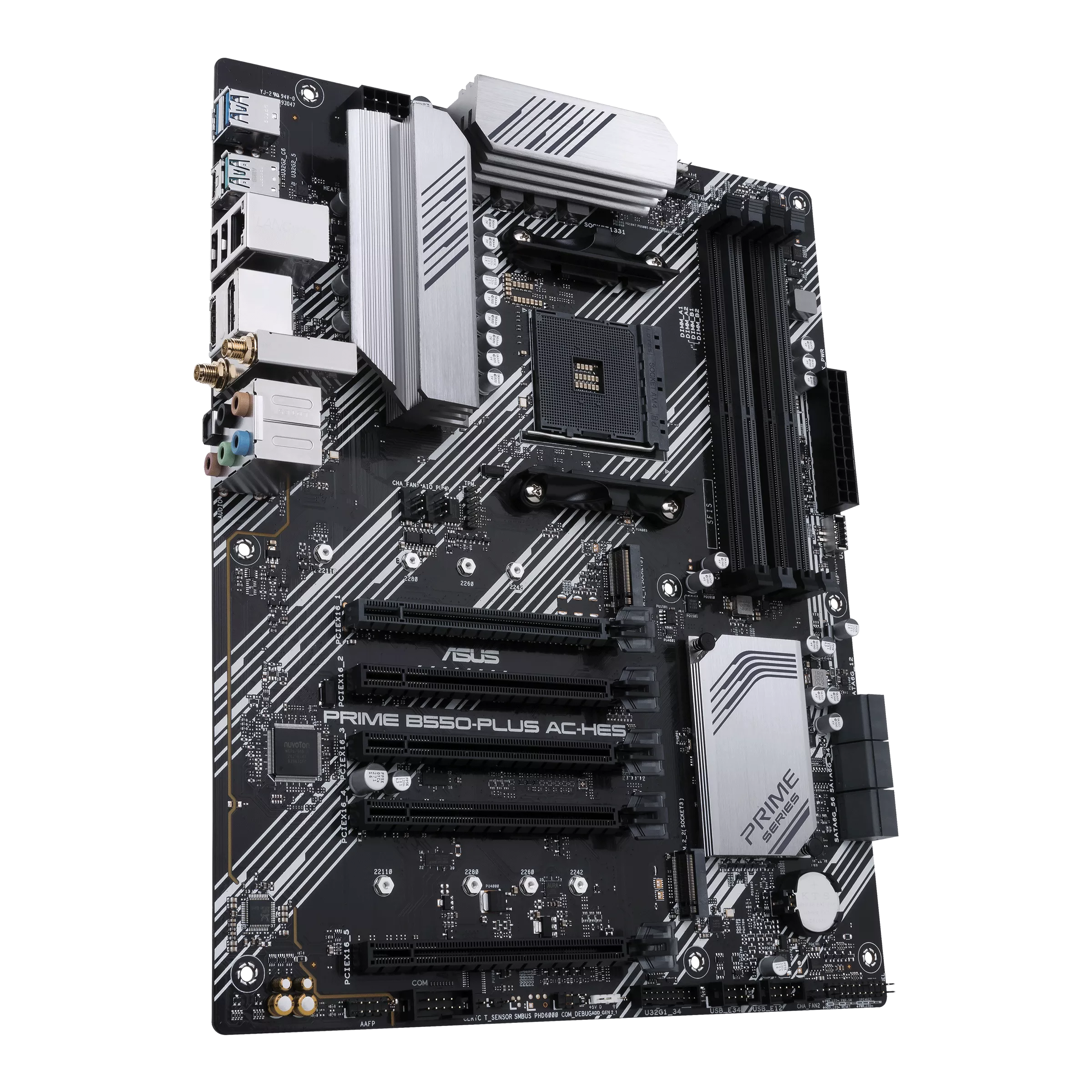 ASUS Prime B550-PLUS AC-HES AMD AM4 (3rd Gen Ryzen) ATX motherboard (dual M.2, PCIe 4.0, WIFI 5, 1 Gb Ethernet, DisplayPort/HDMI, SATA 6 Gbps, USB 3.2 Gen 2 Type-C, front USB 3.2 G (Certified Refurbished) - Image 4