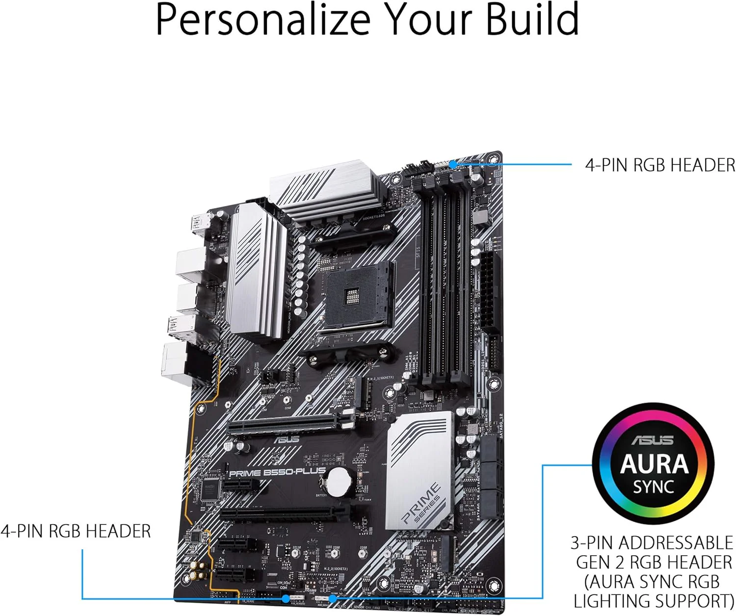 ASUS Prime B550-PLUS AMD AM4 Zen 3 Ryzen 5000 & 3rd Gen Ryzen ATX Motherboard (Certified Refurbished) - Image 4