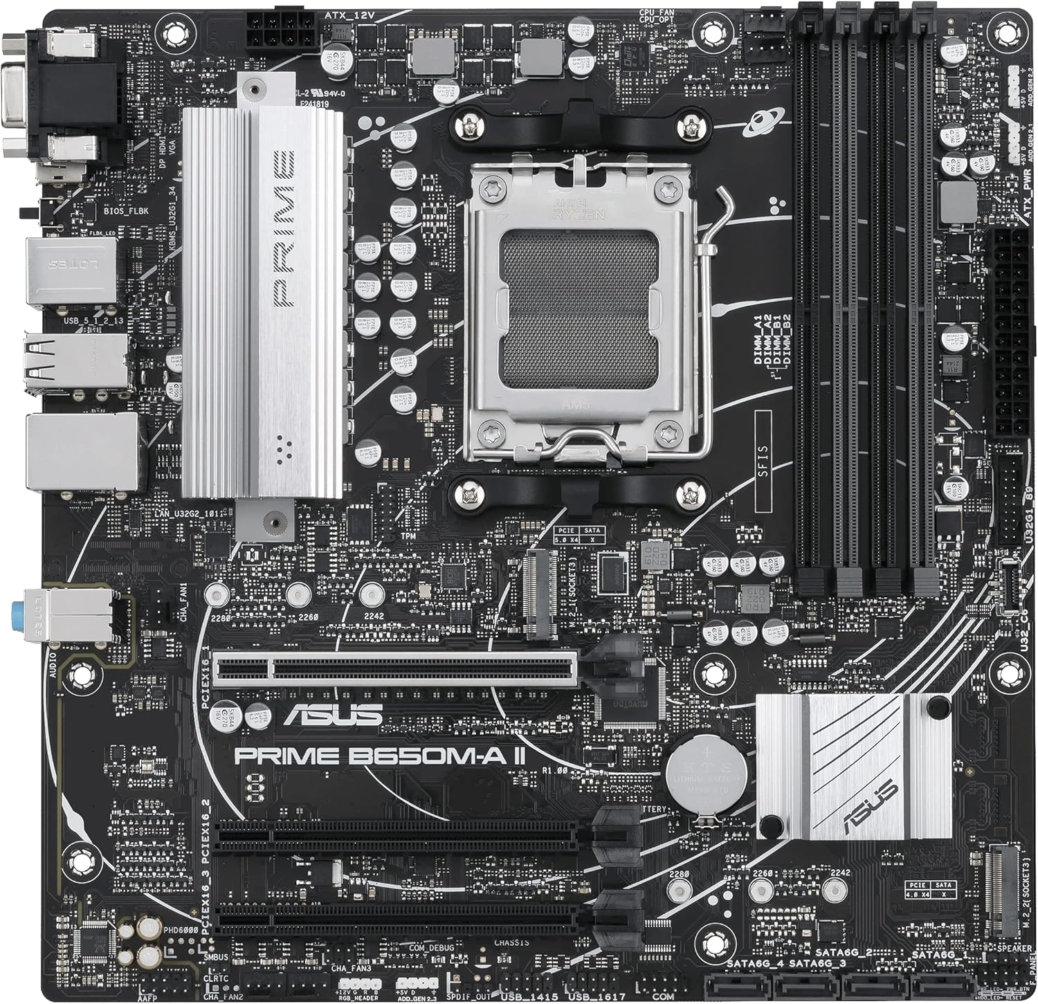 ASUS PRIME B650M-A II-CSM Micro-ATX commercial motherboard,DDR5 6400+(OC),PCIe 5.0 M.2 support,Realtek 2.5Gb LAN,DisplayPort,VGA,HDMI, USB 3.2 Gen 2 ports (Certified Refurbished) - Image 4