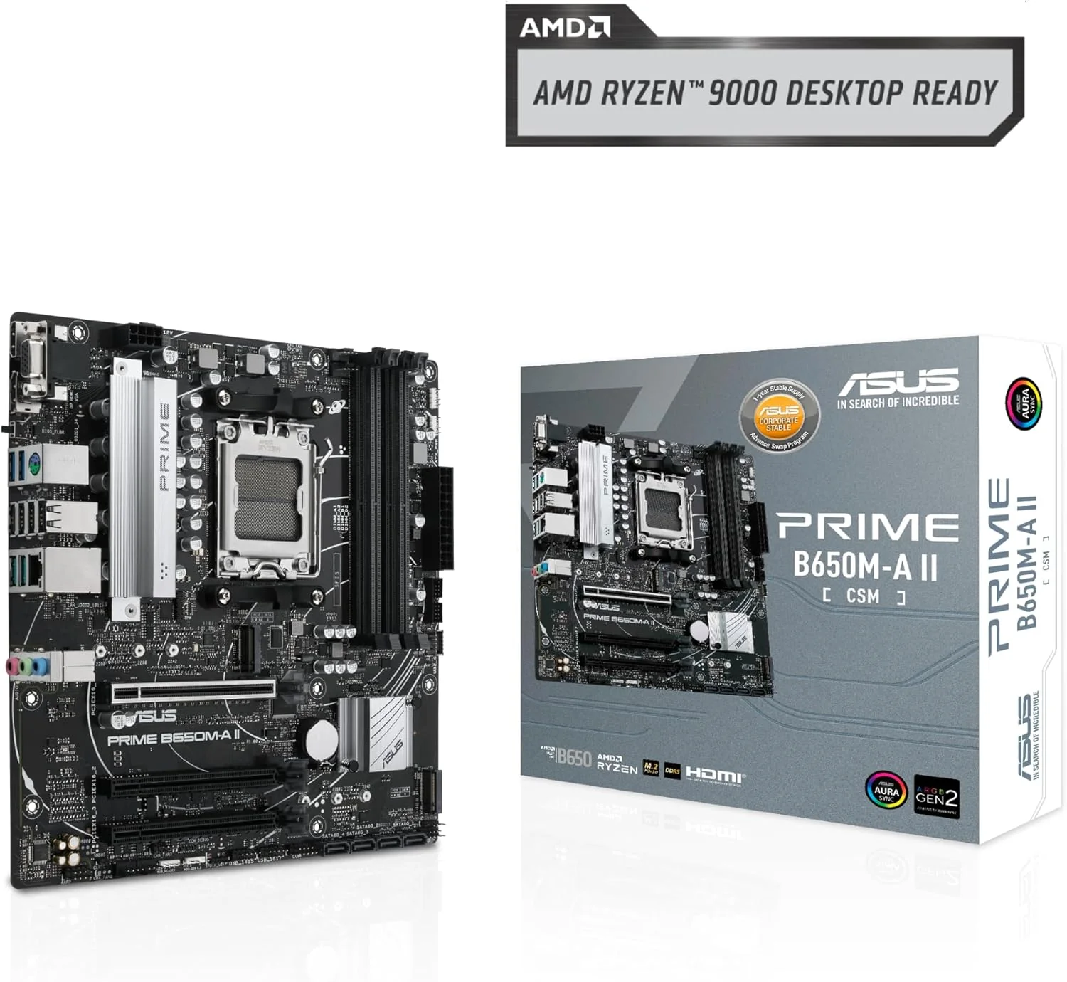 ASUS PRIME B650M-A II-CSM Micro-ATX commercial motherboard,DDR5 6400+(OC),PCIe 5.0 M.2 support,Realtek 2.5Gb LAN,DisplayPort,VGA,HDMI, USB 3.2 Gen 2 ports (Certified Refurbished) - Image 6