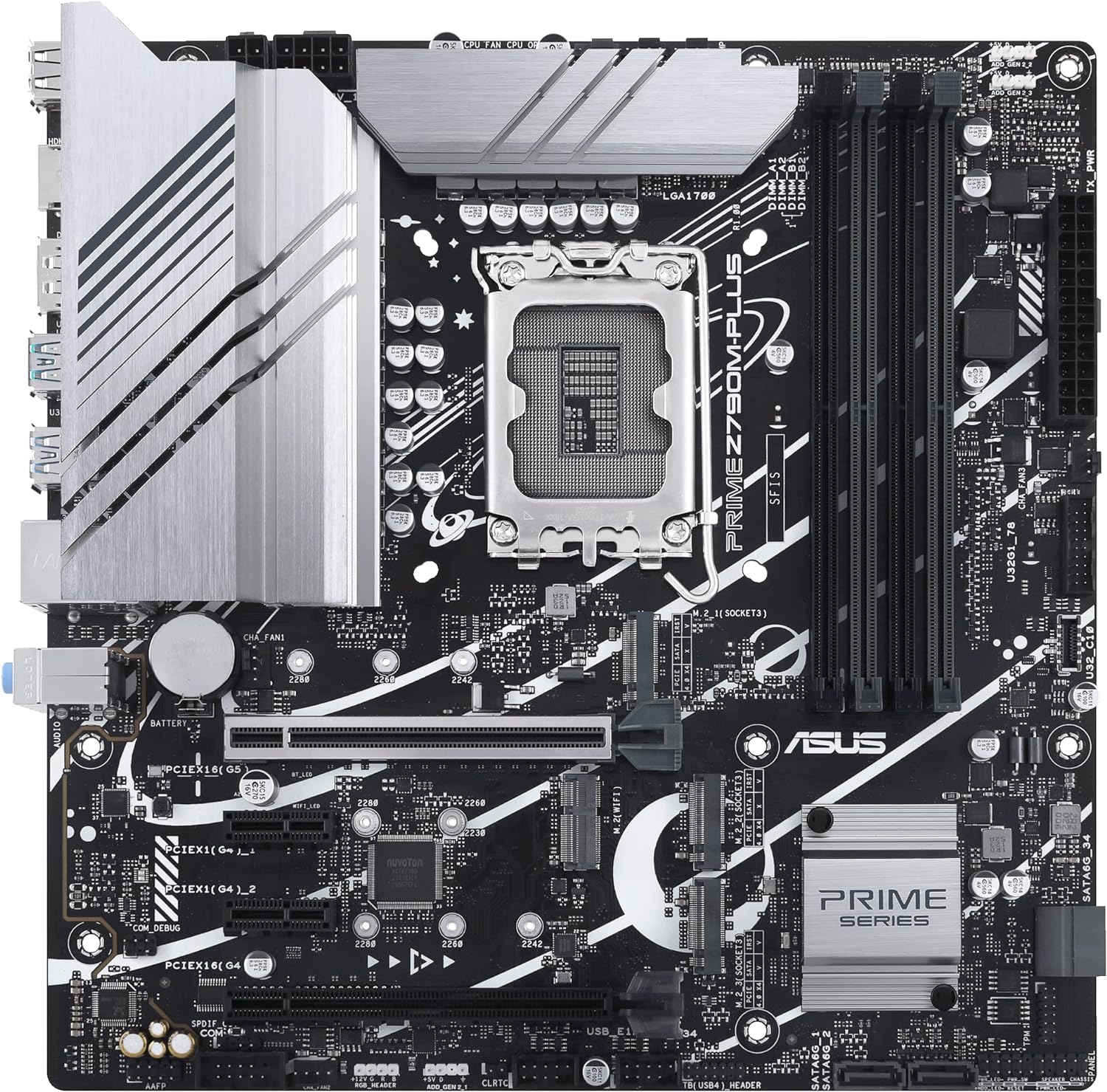 ASUS Prime Z790M-Plus LGA 1700(Intel 12th&13th Gen) microATX motherboard (PCIe 5.0, 3xM.2 slots,10+1 DrMOS,DDR5,1 Gb LAN, DP,USB 3.2 Gen2x2 Type-C,front USB3.2 Gen 1 Type-C, Thunderbolt(USB4) (Certified Refurbisehd) - Image 2