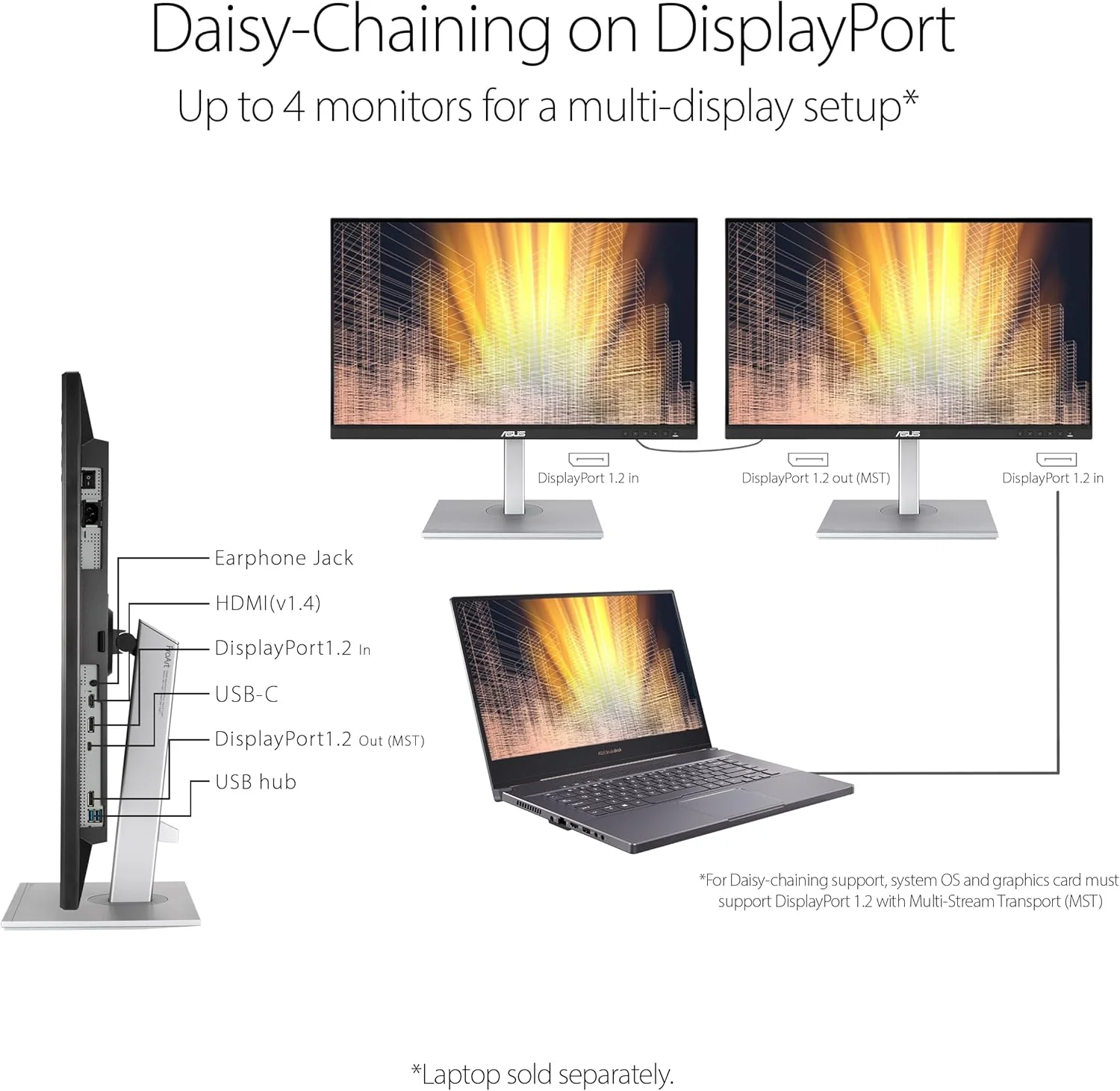 Asus ProArt 27 inch PA278CV Monitor | WQHD (2560 x 1440) | 100% sRGB, 100% Rec. 709 | Calman Verified | USB Hub, USB-C, DisplayPort Daisy-Chaining, HDMI (Certified Refurbished) - Image 4