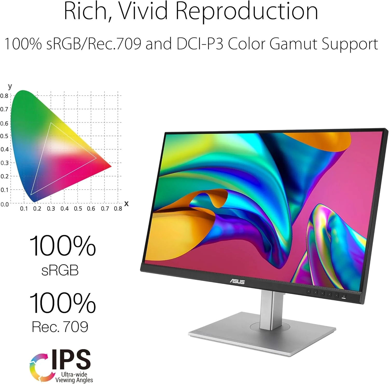 Asus ProArt 27 inch PA278CV Monitor | WQHD (2560 x 1440) | 100% sRGB, 100% Rec. 709 | Calman Verified | USB Hub, USB-C, DisplayPort Daisy-Chaining, HDMI (Certified Refurbished) - Image 8