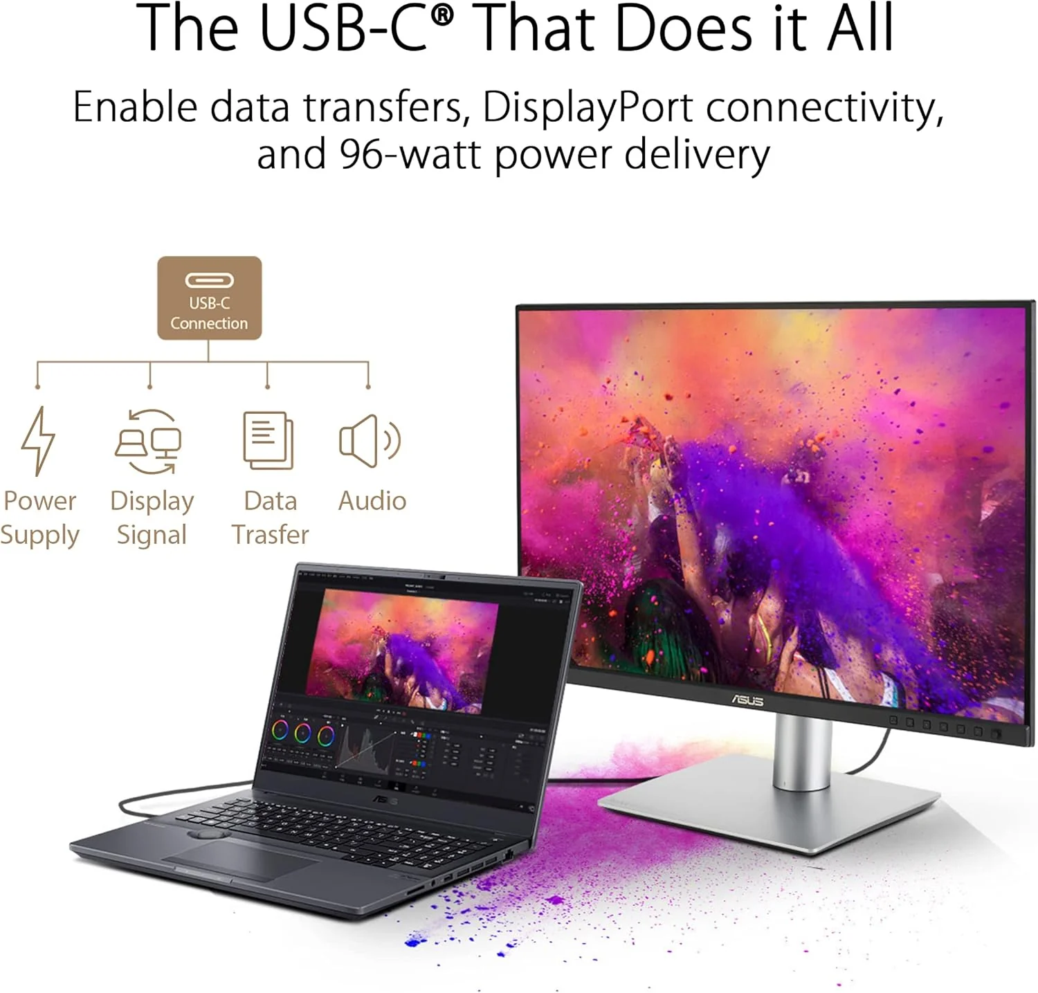 ASUS ProArt Display 24” (24.1” viewable) 16:10 HDR Professional Monitor (PA248CRV) - IPS, (1920 x 1200), 97% DCI-P3, ΔE < 2, Calman Verified, USB-C PD 96W, DisplayPort, Daisy-Chain, Height Adjustable (Certified Refurbished) - Image 5