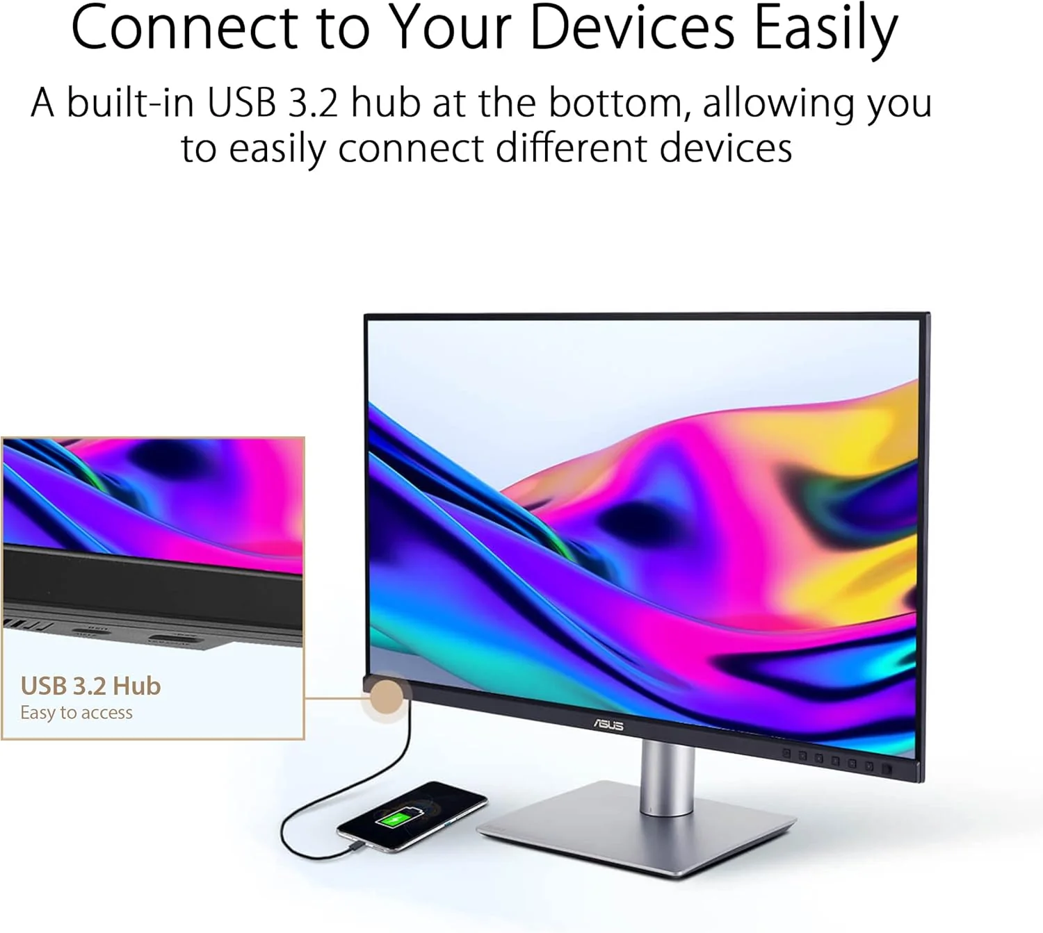 ASUS ProArt Display 24” (24.1” viewable) 16:10 HDR Professional Monitor (PA248CRV) - IPS, (1920 x 1200), 97% DCI-P3, ΔE < 2, Calman Verified, USB-C PD 96W, DisplayPort, Daisy-Chain, Height Adjustable (Certified Refurbished) - Image 7