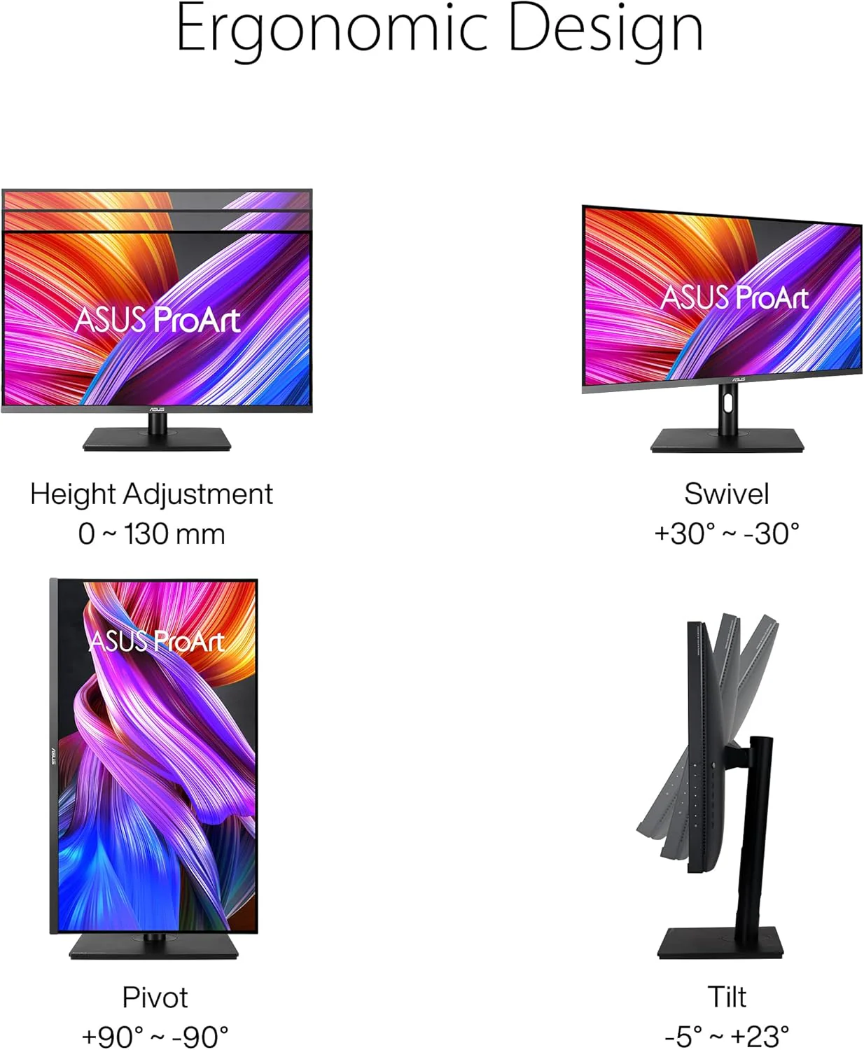 ASUS ProArt Display 32” 4K HDR Mini LED Monitor (PA32UCR-K) - IPS, UHD (3840 x 2160), 1000nits, ΔE < 1, 98% DCI-P3, 99.5% Adobe RGB, Calman Ready, USB-C, DisplayPort, HDMI, X-rite i1 Calibrator (Certified Refurbished) - Image 2