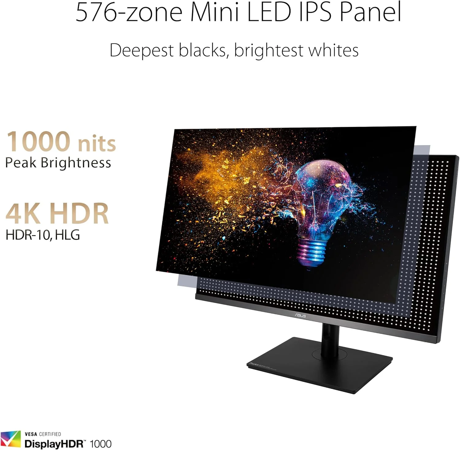 ASUS ProArt Display 32” 4K HDR Mini LED Monitor (PA32UCR-K) - IPS, UHD (3840 x 2160), 1000nits, ΔE < 1, 98% DCI-P3, 99.5% Adobe RGB, Calman Ready, USB-C, DisplayPort, HDMI, X-rite i1 Calibrator (Certified Refurbished) - Image 6