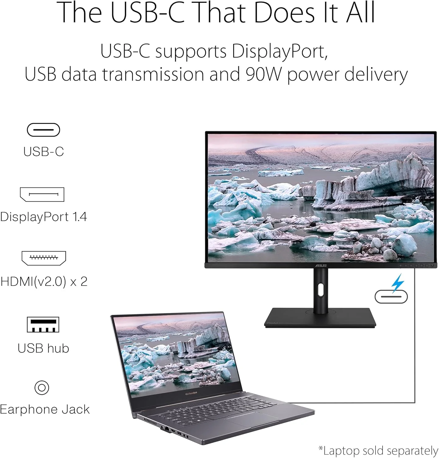ASUS ProArt Display 32” 4K HDR Monitor (PA329CV) - UHD (3840 x 2160), IPS, 100% sRGB/Rec.709, Calman Verified, USB-C Power Delivery, DisplayPort, HDMI, USB 3.1 Hub, C-clamp, Height Adjustable (Certified Refurbished) - Image 7