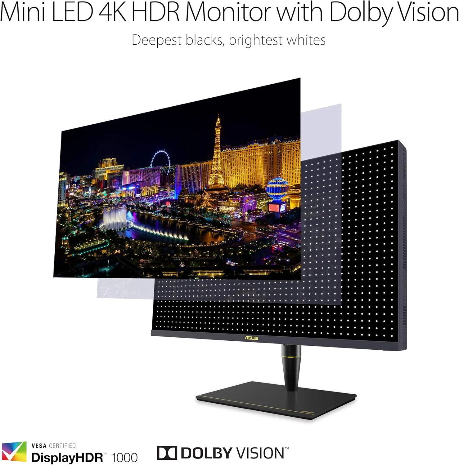 ASUS ProArt Display PA32UCX-PK 32" 4K HDR Mini LED Monitor, 99% DCI-P3 99.5% Adobe RGB, DeltaE<1, 10-bit, IPS, Thunderbolt 3 USB-C HDMI DP, Calman Ready, Dolby Vision, 1200nits (Certified Refurbished) - Image 2