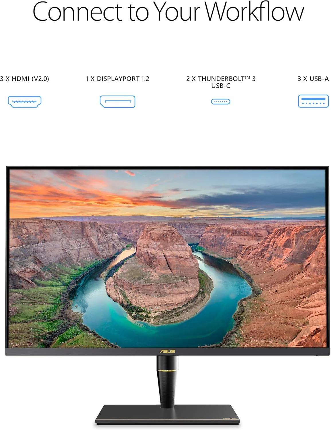 ASUS ProArt Display PA32UCX-PK 32" 4K HDR Mini LED Monitor, 99% DCI-P3 99.5% Adobe RGB, DeltaE<1, 10-bit, IPS, Thunderbolt 3 USB-C HDMI DP, Calman Ready, Dolby Vision, 1200nits (Certified Refurbished) - Image 4