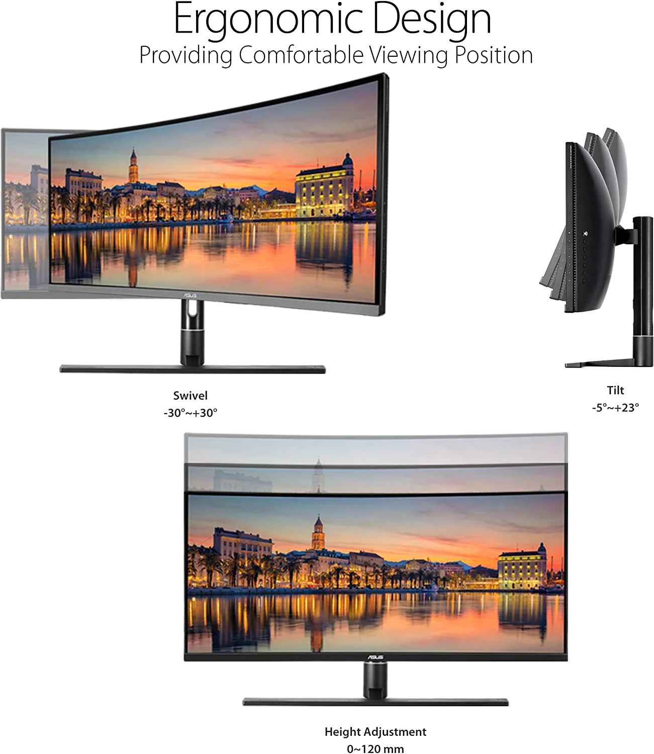 ASUS ProArt PA34VC Professional Curved Monitor – 34-inch, UWQHD, HDR10, 100% sRGB, Color Accuracy ΔE < 2, Hardware Calibration, Thunderbolt™ 3 (Certified Refurbished) - Image 4