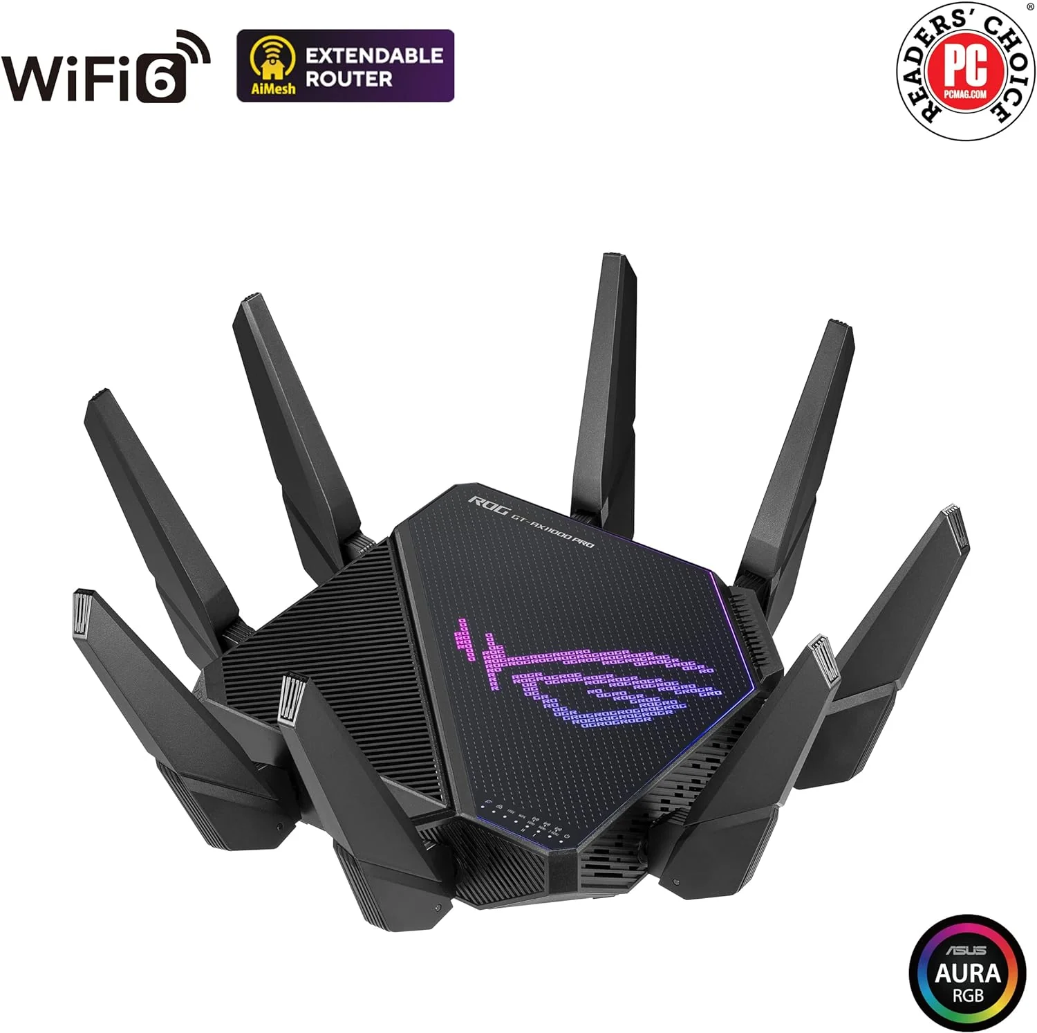 ASUS ROG Rapture GT-AX11000 Pro Tri-Band WiFi 6 Extendable Gaming Router, 10G & 2.5G Ports, ASUS RangeBoost Plus, Triple-level Game Acceleration, Subscription-free Network Security, AiMesh Compatible (Certified Refurbished) - Image 7