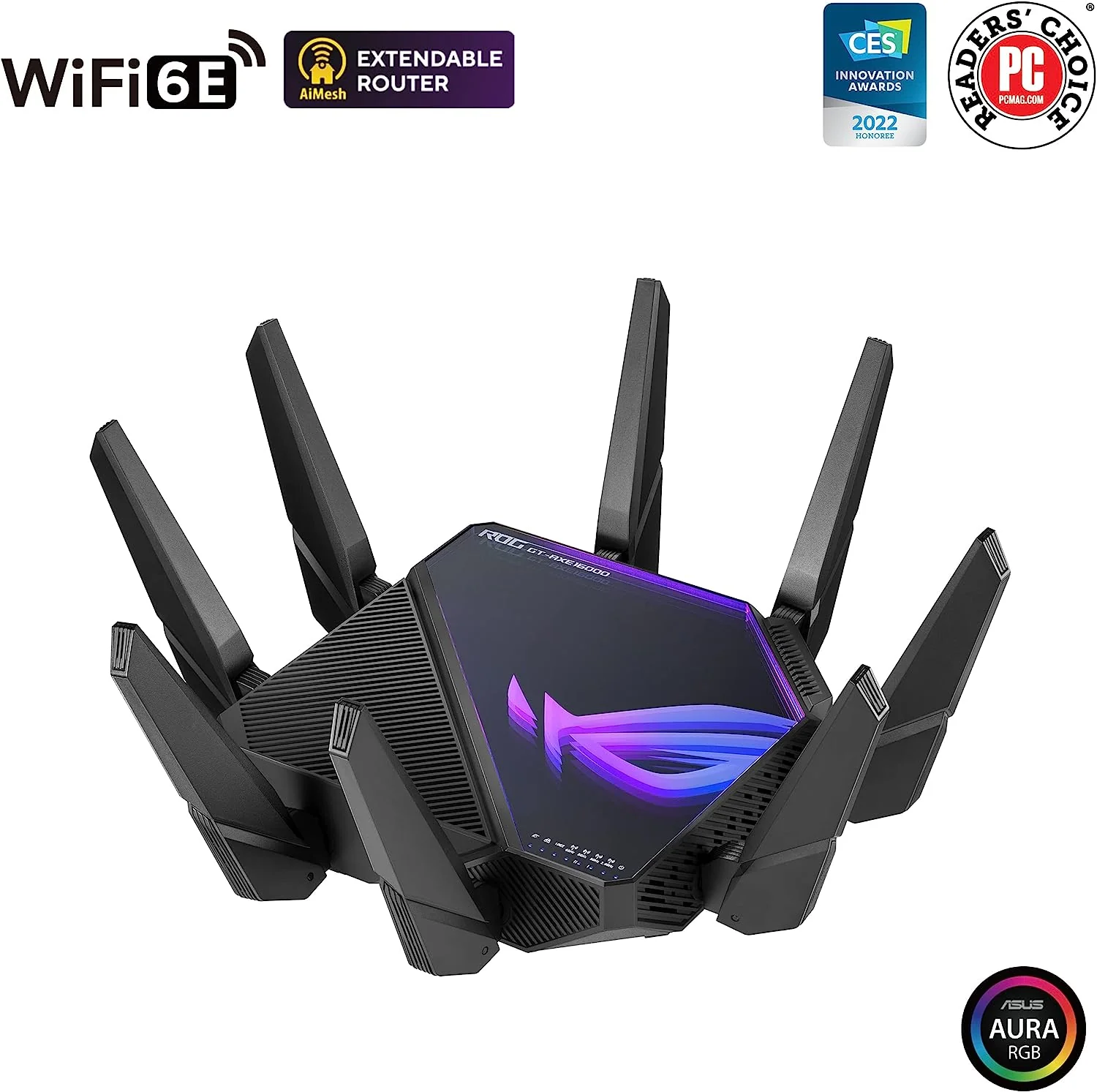 ASUS ROG Rapture GT-AXE16000 Quad-band WiFi 6E Extendable Gaming Router, 6GHz Band, Dual 10G Ports, 2.5G WAN Port (Certified Refurbished) - Image 6