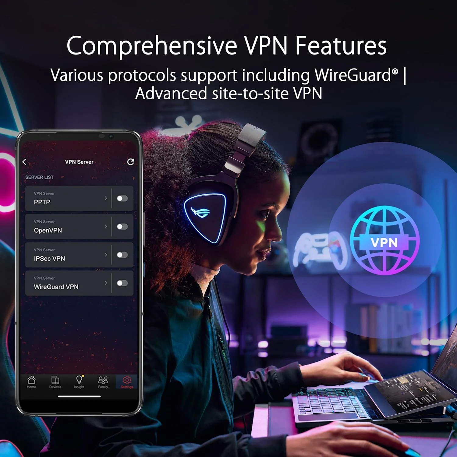 ASUS ROG Rapture GT-BE98 PRO First Quad-Band WiFi 7 Gaming Router supports 320MHz, Dual 10G Port, Triple-level Game Acceleration, Mobile Game Mode, Subscription-Free Security, AiMesh, and VPN features (Certified Refurbished) - Image 8