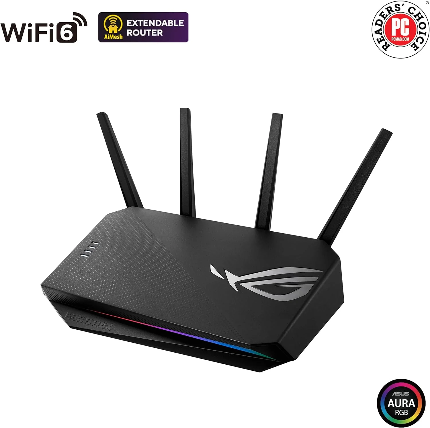 ASUS ROG Strix GS-AX3000 WiFi 6 Extendable Gaming Router, Gaming Port, Mobile Game Mode, Port Forwarding, VPN Fusion, Aura RGB, Subscription-free Network Security, Instant Guard, AiMesh Compatible (Certified Refurbished) - Image 5