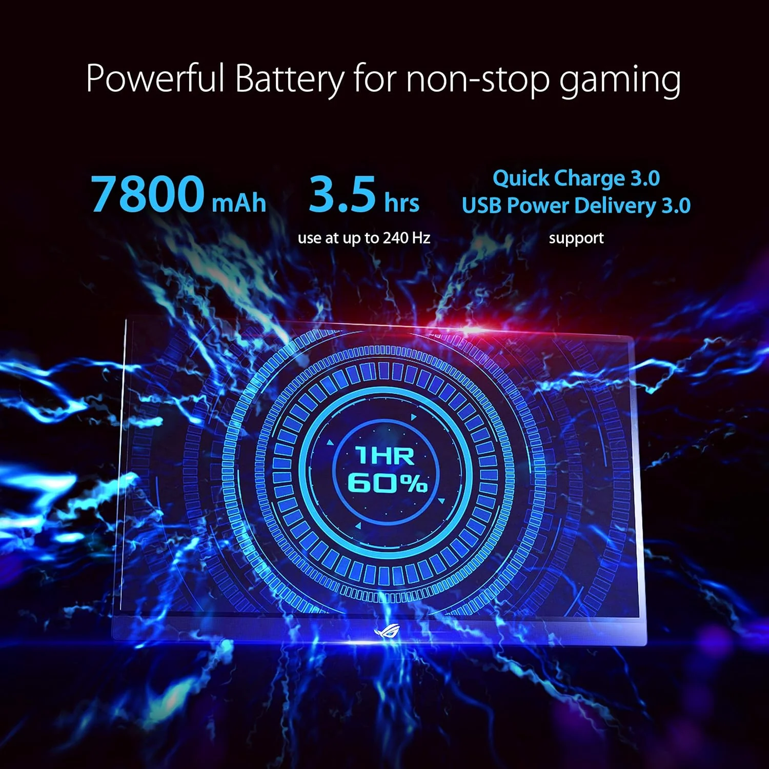Asus ROG Strix XG17AHP 17.3” Portable Gaming Monitor, 1080P Full HD, IPS, 240Hz (Supports 144Hz), Adaptive-Sync, Eye Care, Micro-HDMI USB-C, ROG Tripod, Carrying Bag, 3 Hour Battery Life (Certified Refurbished) - Image 4
