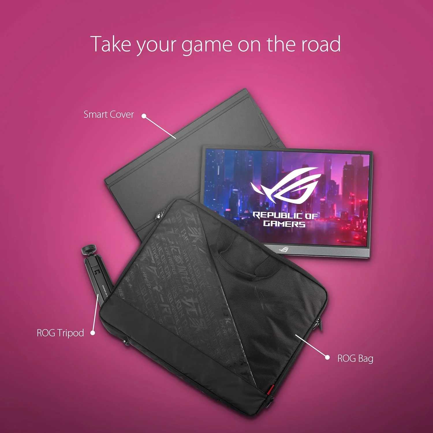 Asus ROG Strix XG17AHP 17.3” Portable Gaming Monitor, 1080P Full HD, IPS, 240Hz (Supports 144Hz), Adaptive-Sync, Eye Care, Micro-HDMI USB-C, ROG Tripod, Carrying Bag, 3 Hour Battery Life (Certified Refurbished) - Image 5