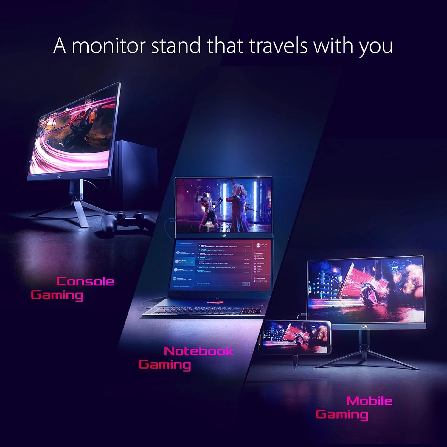 Asus ROG Strix XG17AHP 17.3” Portable Gaming Monitor, 1080P Full HD, IPS, 240Hz (Supports 144Hz), Adaptive-Sync, Eye Care, Micro-HDMI USB-C, ROG Tripod, Carrying Bag, 3 Hour Battery Life (Certified Refurbished) - Image 6