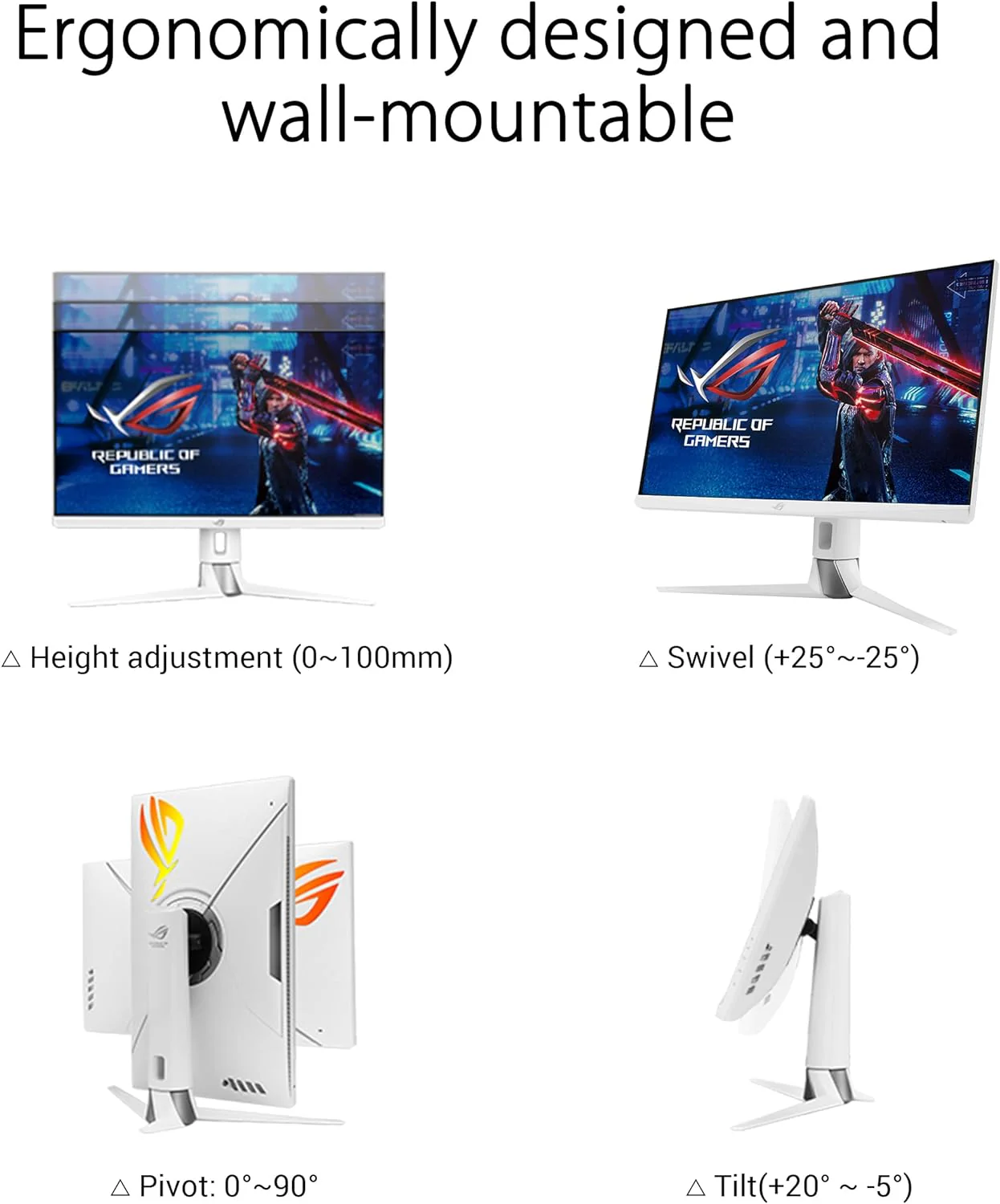 ASUS ROG Strix XG27AQ-W 27” 1440P HDR Gaming Monitor - White, QHD (2560 x 1440), Fast IPS, 170Hz, 1ms, Extreme Low Motion Blur Sync, G-SYNC Compatible, Eye Care, HDMI, DisplayPort, USB, DisplayHDR400 (Certified Refurbished) - Image 5